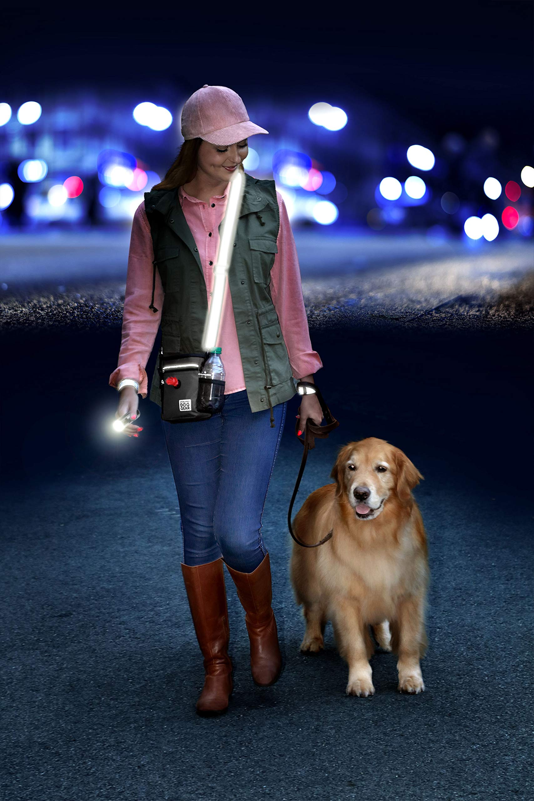 Mobile Dog Gear, Small Dog Walking Bag, Day or Night Reflective, 6 by 7 Inches