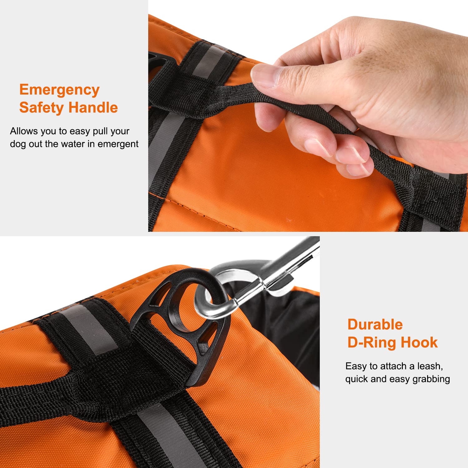 Haocoo Dog Life Jacket Vest Saver Safety Swimsuit Preserver With Reflective Stripes/Adjustable Belt Dogs?Orange,S