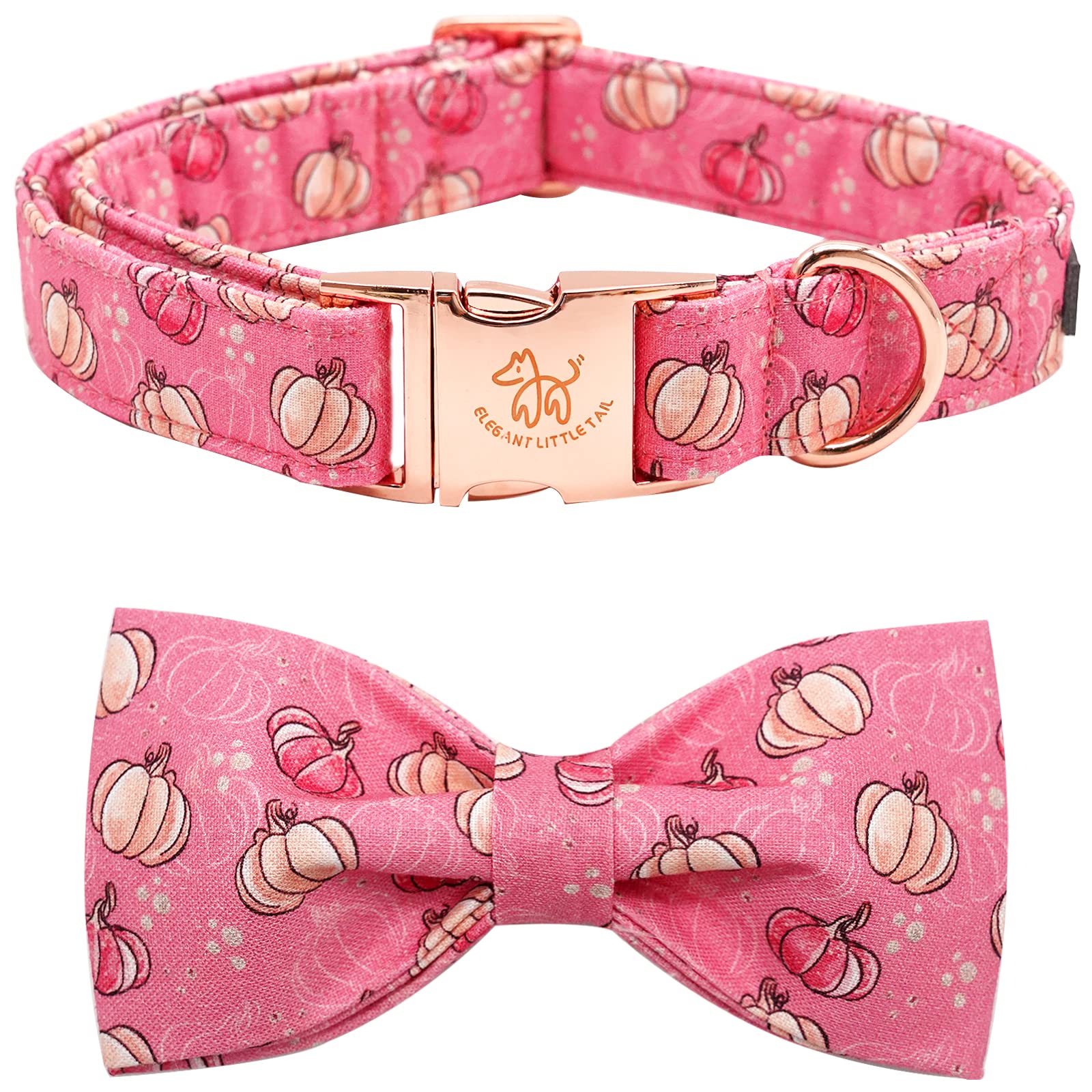 Elegant Little Tail Dog Collar With Bow, Halloween Pumpkin Bowtie Dog Collar, Adjustable Dog Collar Bow Pet Gift Collars For Sma