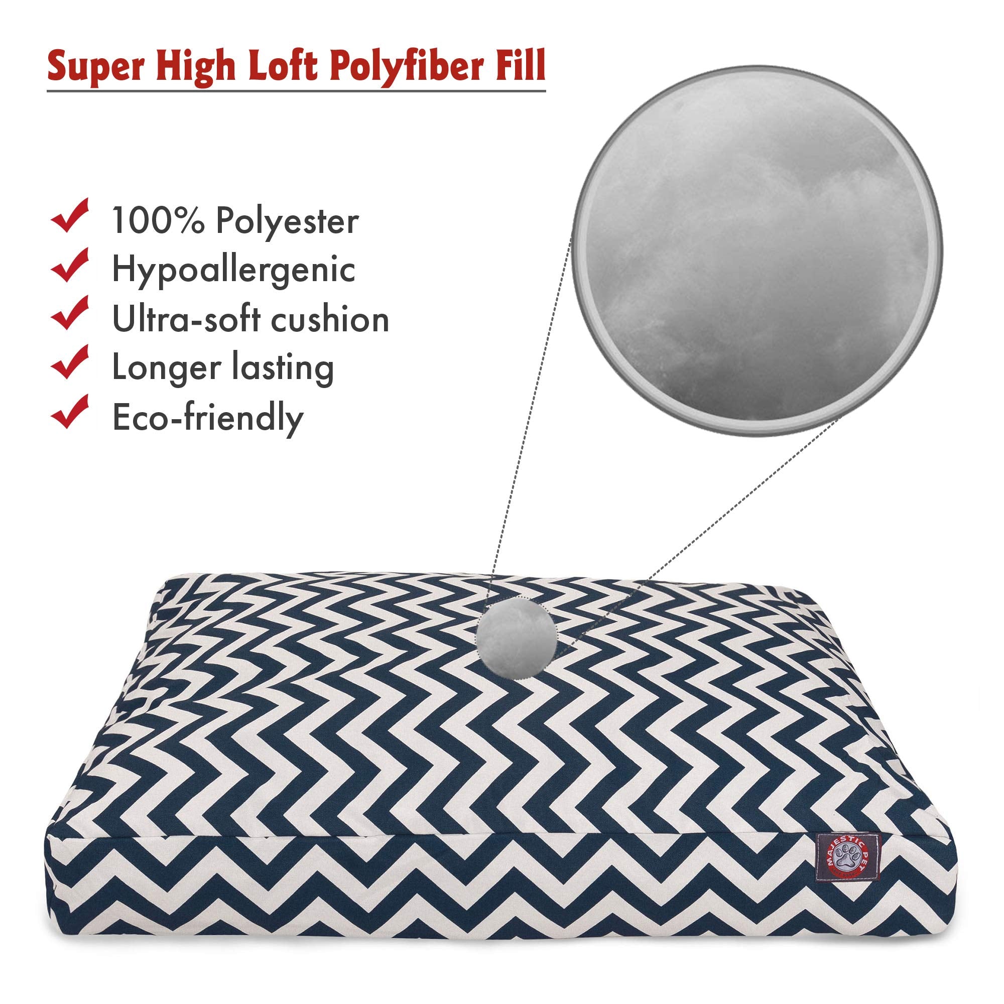 Navy Blue Chevron Extra Large Rectangle Indoor Outdoor Pet Dog Bed With Removable Washable Cover By Majestic Pet Products