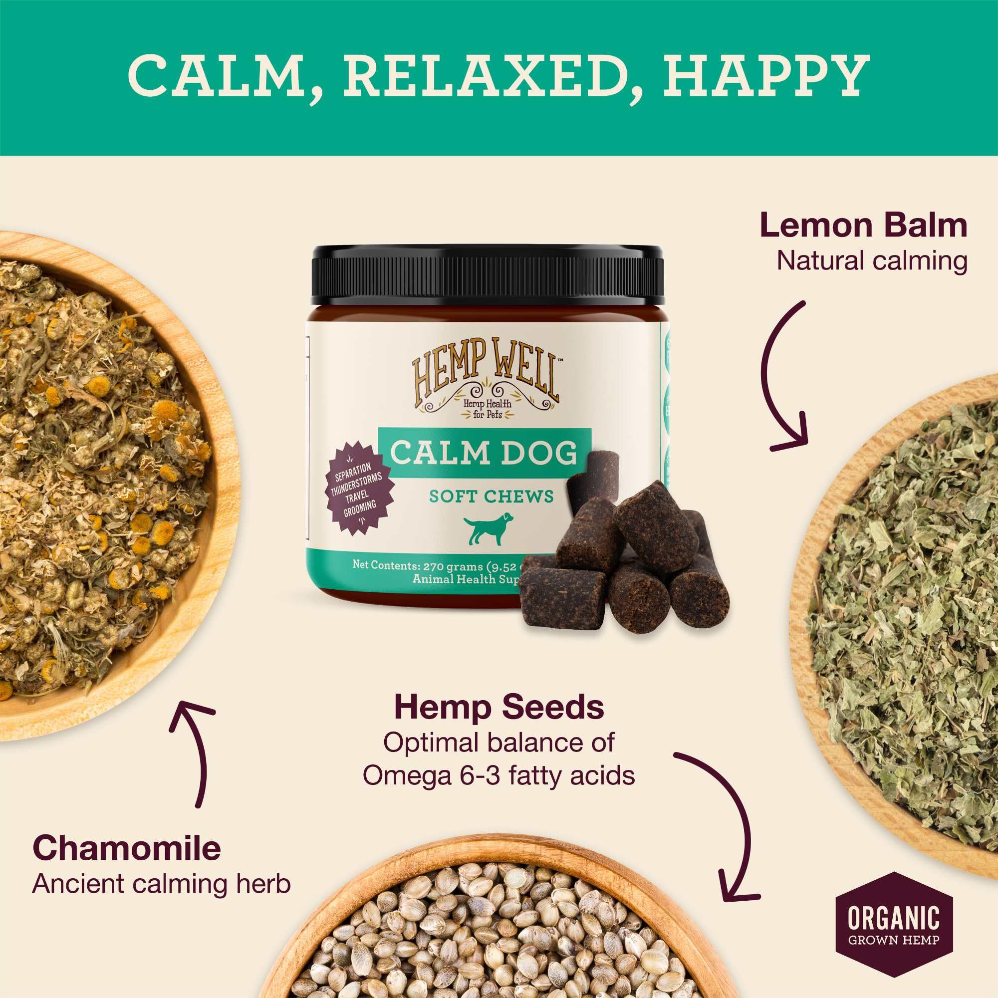 Hemp Well Calm Dog Soft Chews Relieves Anxiety, Calms and Relaxes Your Dog, Aids in Stress Relief and Behavioral Issues, Dog Tra