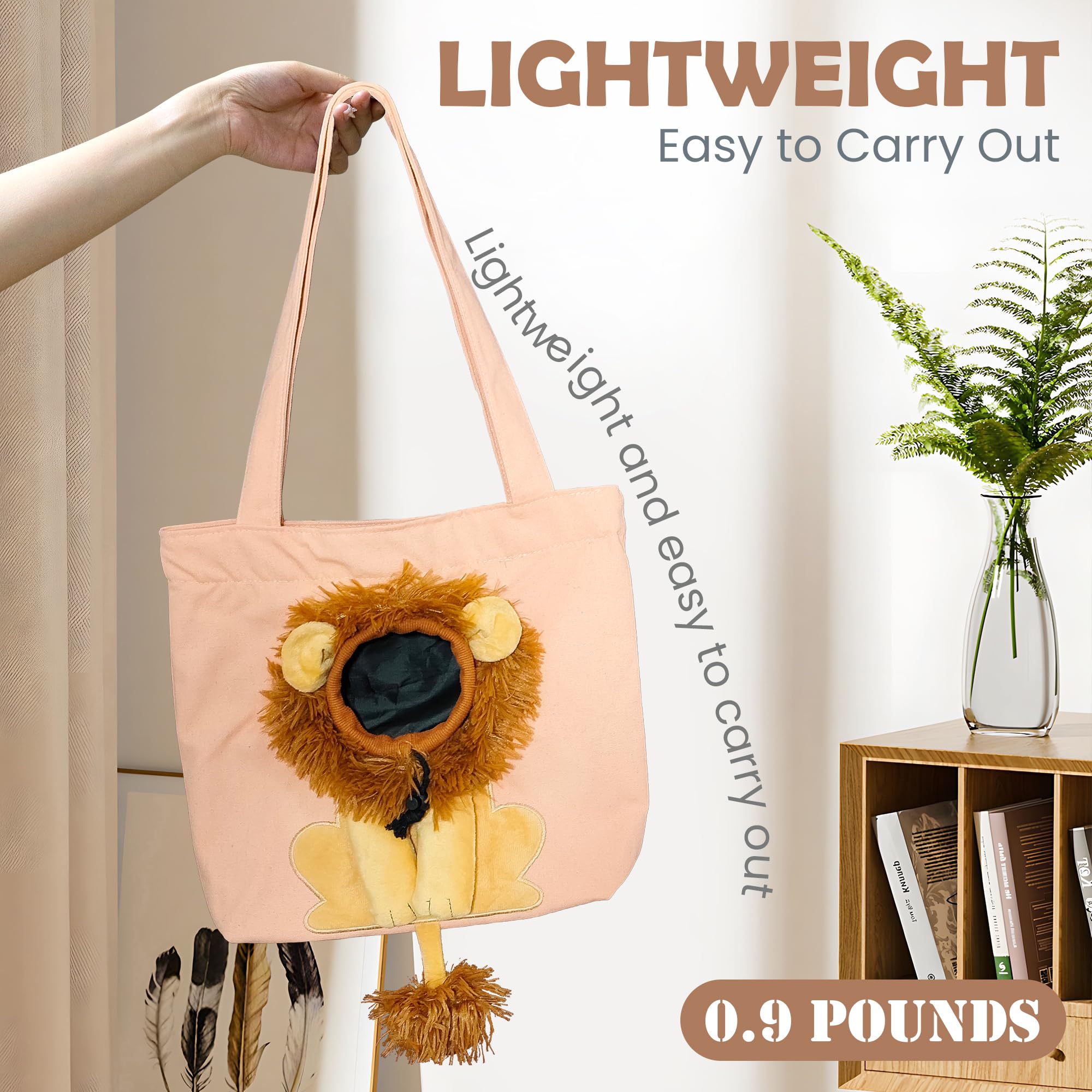 Pet Canvas Shoulder Carrying Bag, Cute Lion Shaped Cat Carrier, S Size Portable Kitten & Puppy Tote, Cozy Carriers For Small Dog