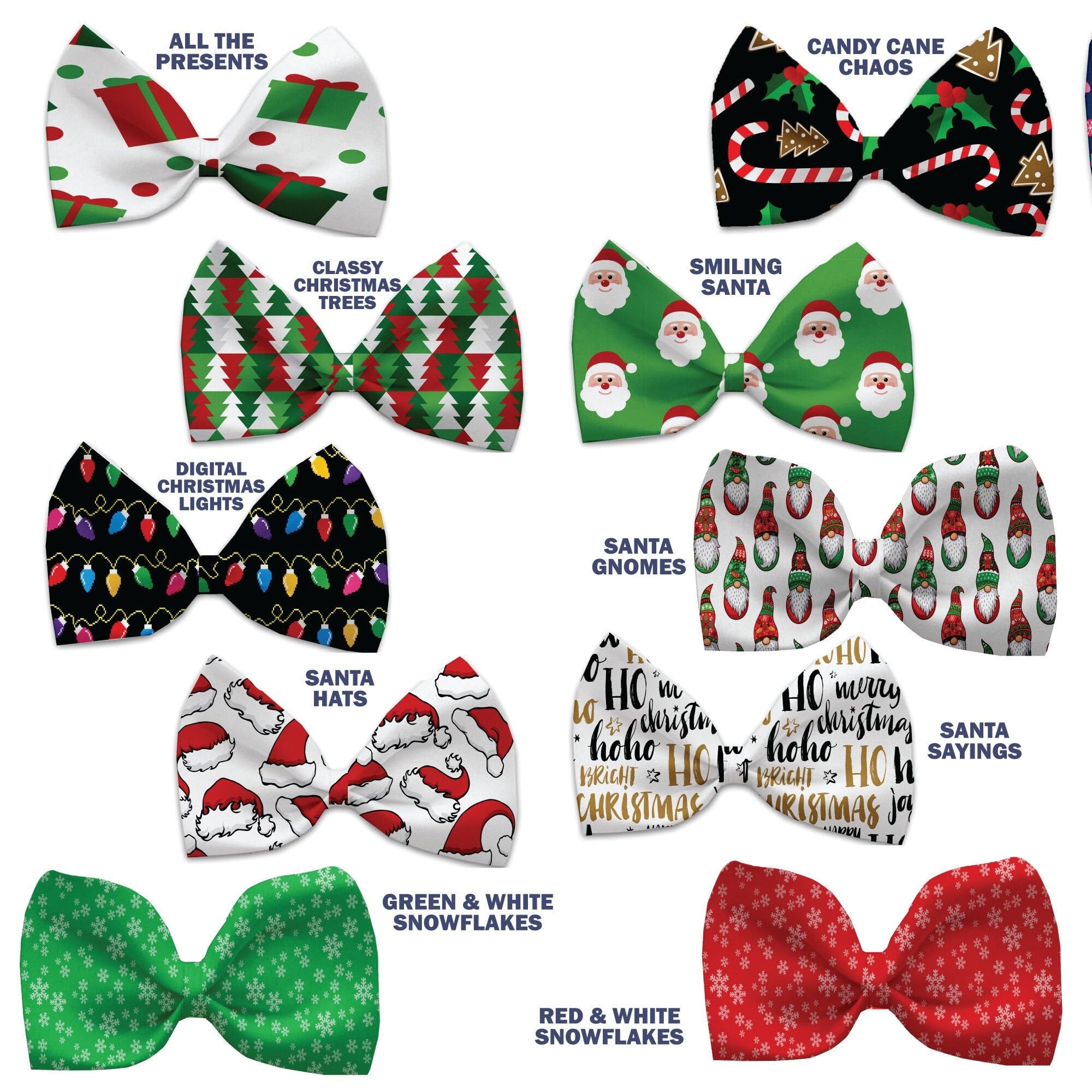 Christmas Pet, Dog and Cat Bow Ties, Christmas Carols Group (Choose from 10 Different Patterns!) Collar Strap Classy Christmas Trees
