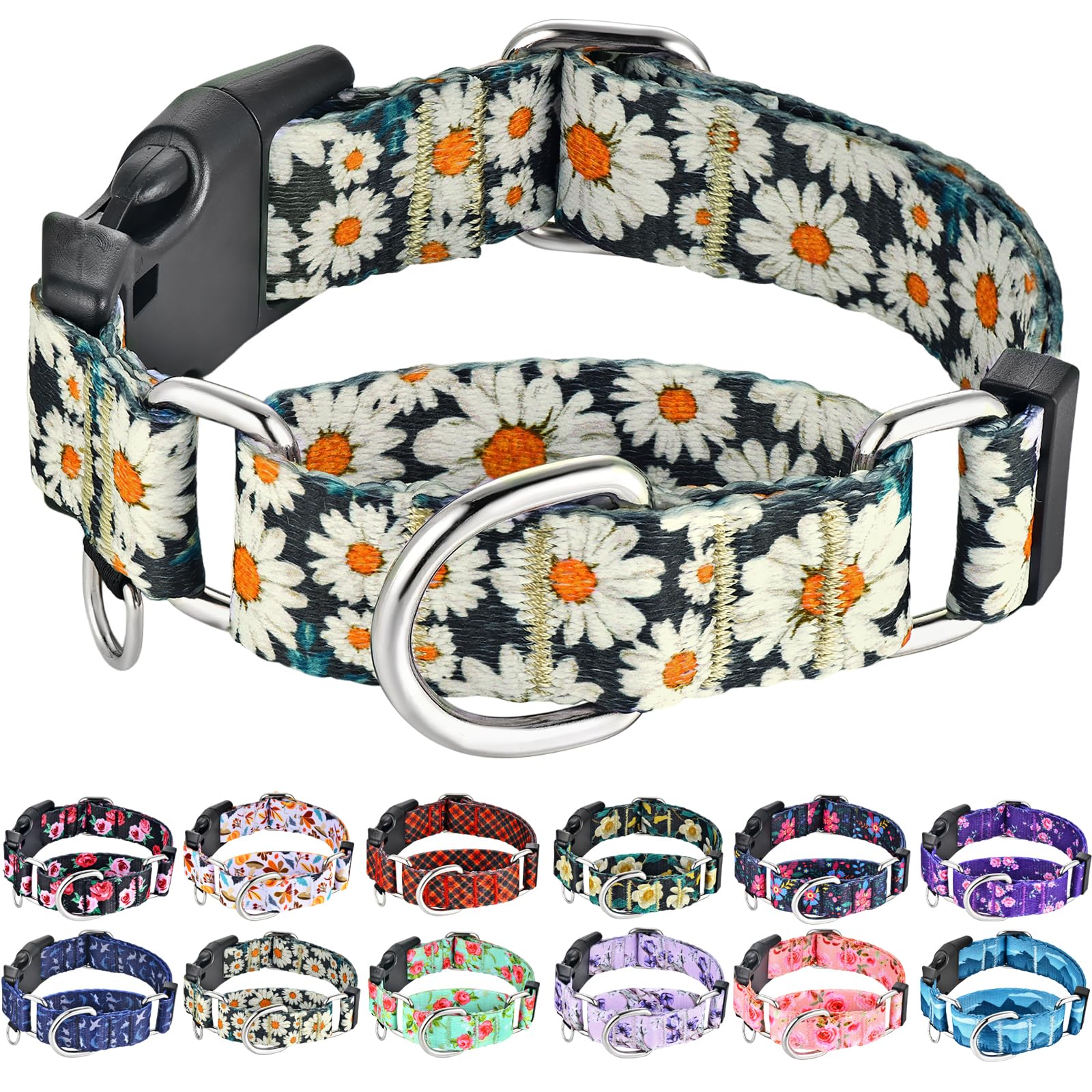 Fidohug Martingale Collar For Dogs Flower Dog Collar With Quick Release Buckle Adjustable Nylon Soft Dog Collars For Xsmall Dogs