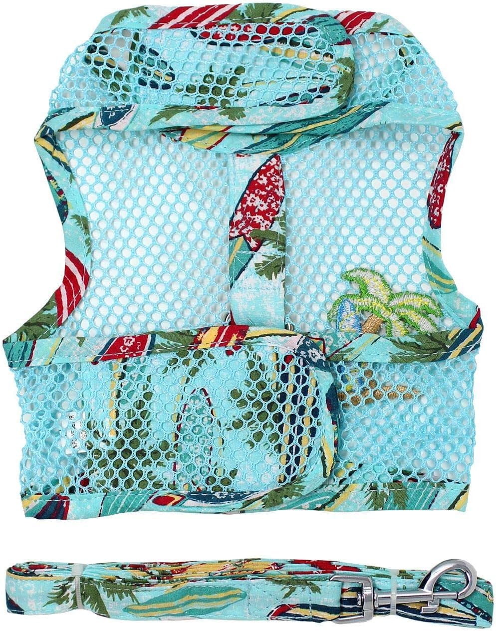 Cool Mesh Dog Harness with Leash - Surfboards and Palms