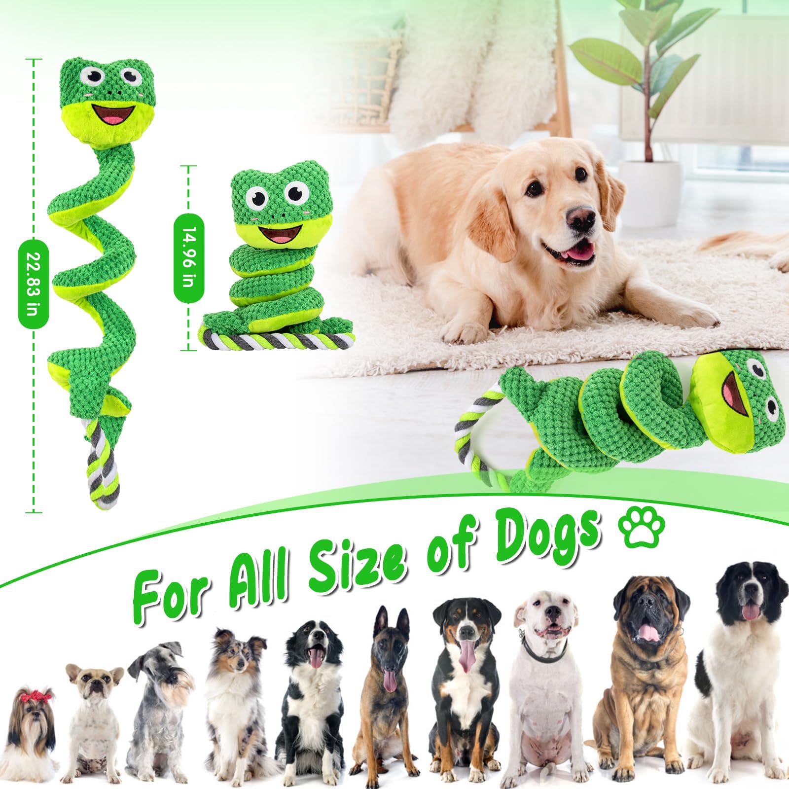 Viwik Interactive Dog Squeaky Toys, Plush Dog Chew Toys For Large Medium Small Smart Breed, Puppy Toys For Boredom And Stimulati