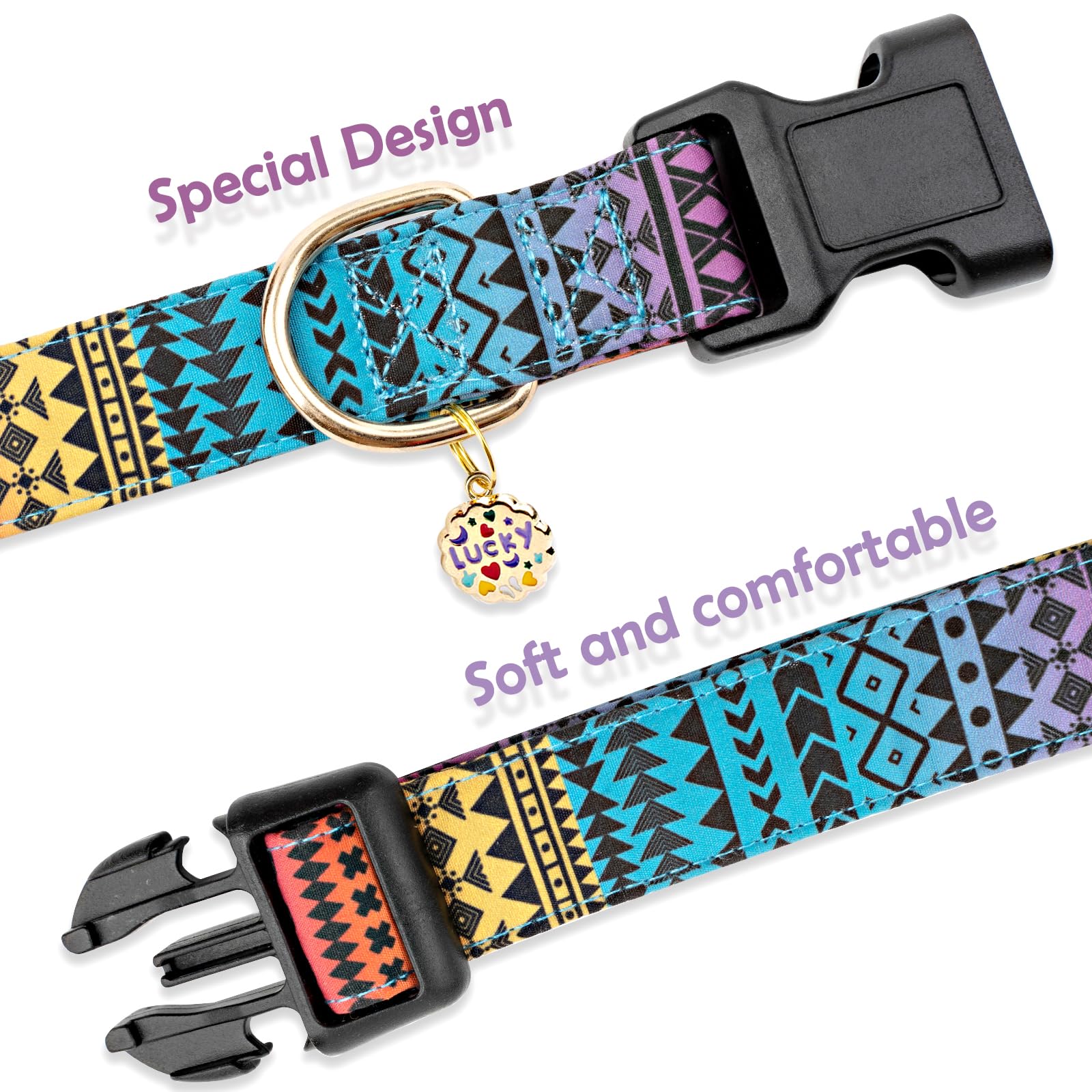 Faygarsle Bohemian Geometric Pattern Dog Collar For Small Medium Large Boys Girls Dogs S
