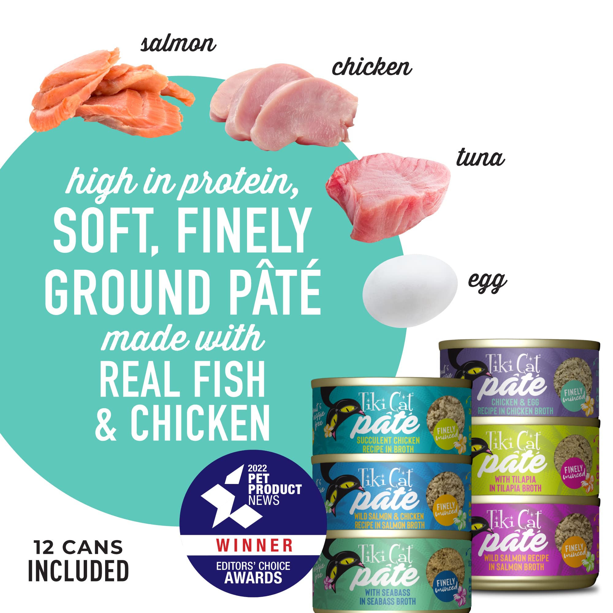Tiki Cat Luau Pt   Variety Pack, Succulent Combinations of Real Protein, Grain-Free Balanced Nutrition Wet Canned Cat Food, for