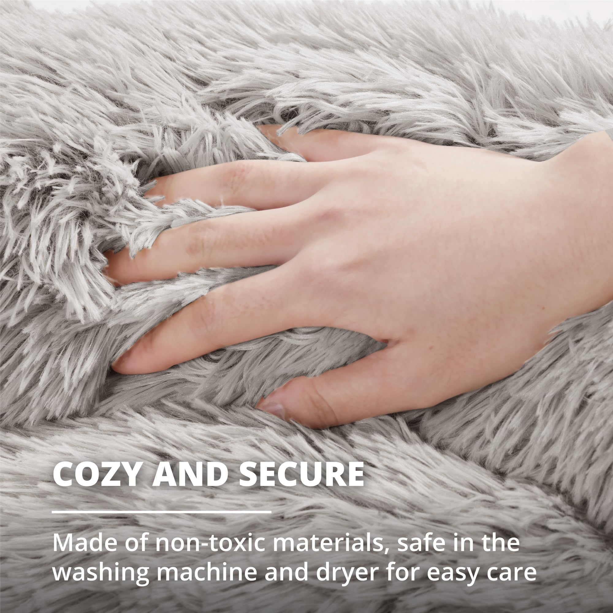 Friends Forever Luna Donut Cat Bed Cave, Soft Faux Fur Hooded Blanket Dog Couch For Indoor Pet, Fluffy Calming Plush Shag, Cozy