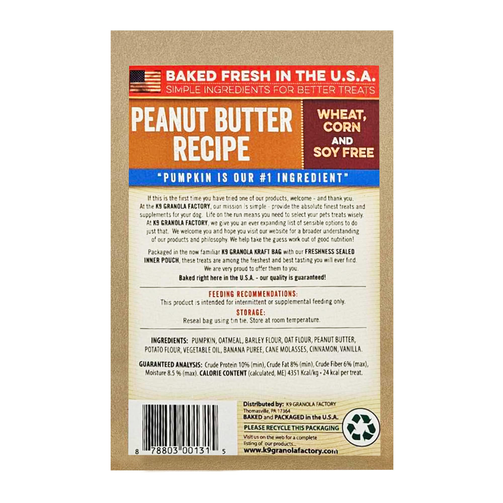 Pumpkin Crunchers Dog Treat Peanut Butter 14oz