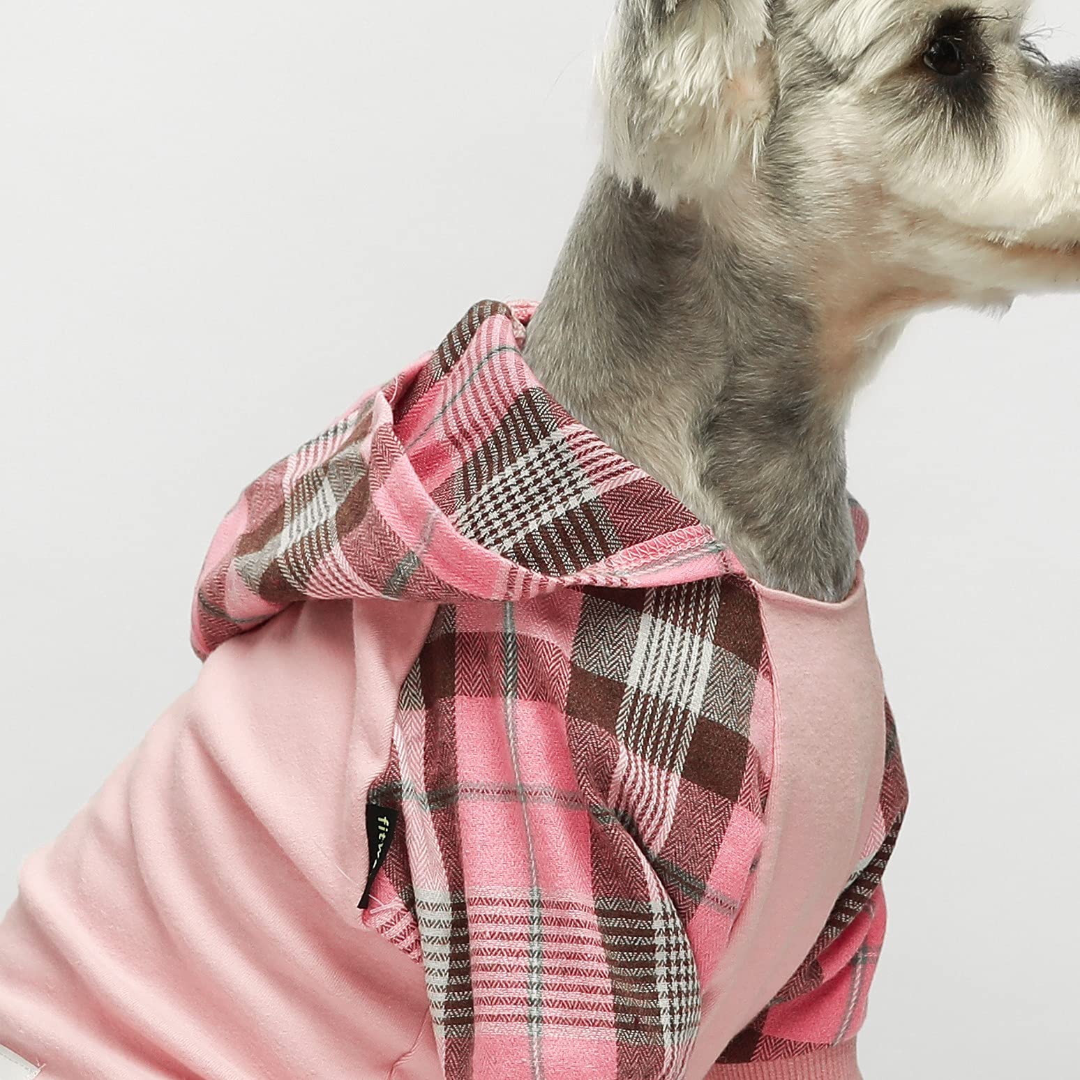 Fitwarm 100% Cotton Girl Plaid Dog Clothes Lightweight Puppy Hoodie Pet Sweatshirt Doggie Hooded Outfits Cat Apparel Pink X-Smal