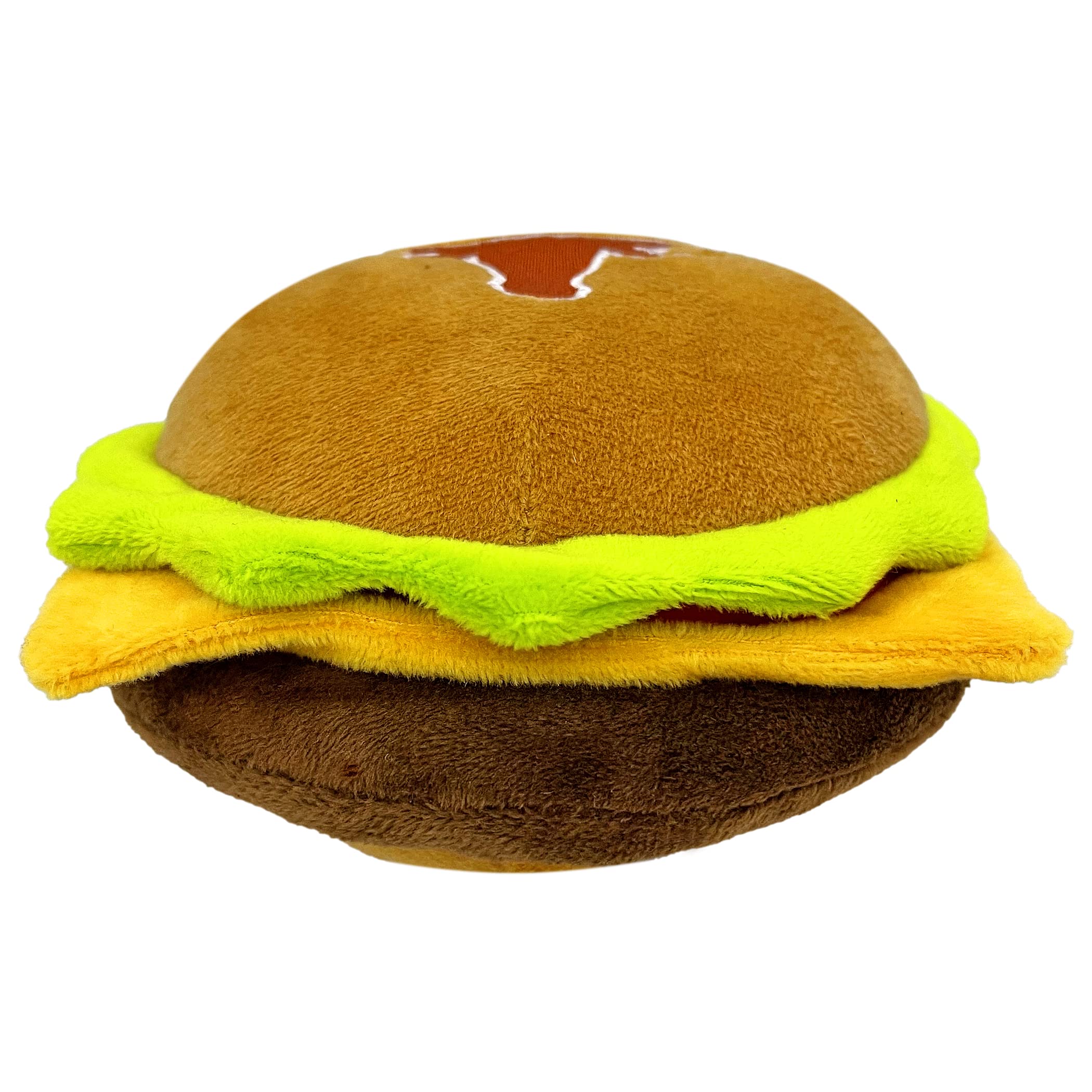 Pets First Ncaa Texas Longhorns Cheeseburger Plush Dog & Cat Squeak Toy- Cutest Stadium Hamburger Snack Plush Toy For Dogs & Cat