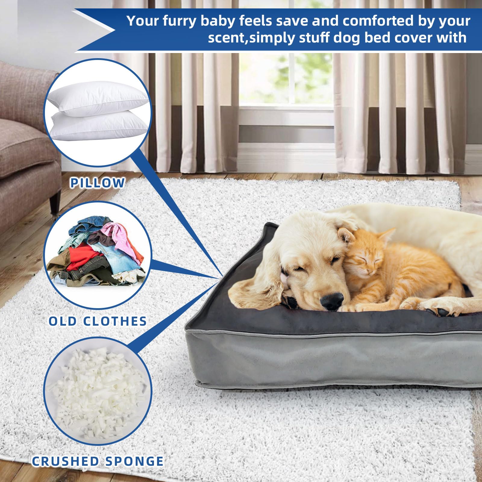 Lyund Dog Bed Cover, Comfortable And Quiet Dog Bed Covers For Pet Mat Bed,Washable Removable Cover,Faux Leather Pet Nest, 30'' L