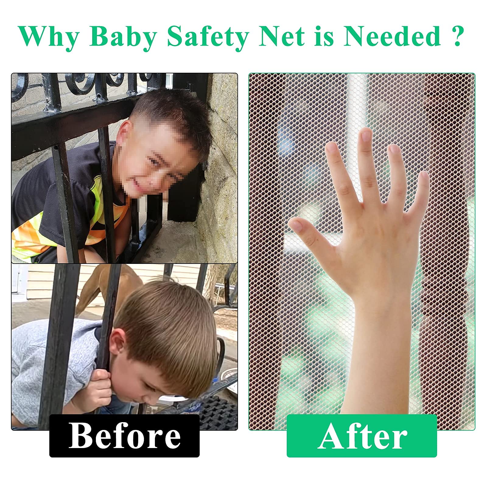 Aixingyun Child Safety Net - Durable White Banister Guard for Stairs, Cribs & Balconies, Easy Install, 10ft Lx3ft H, Baby & Pet Proofing