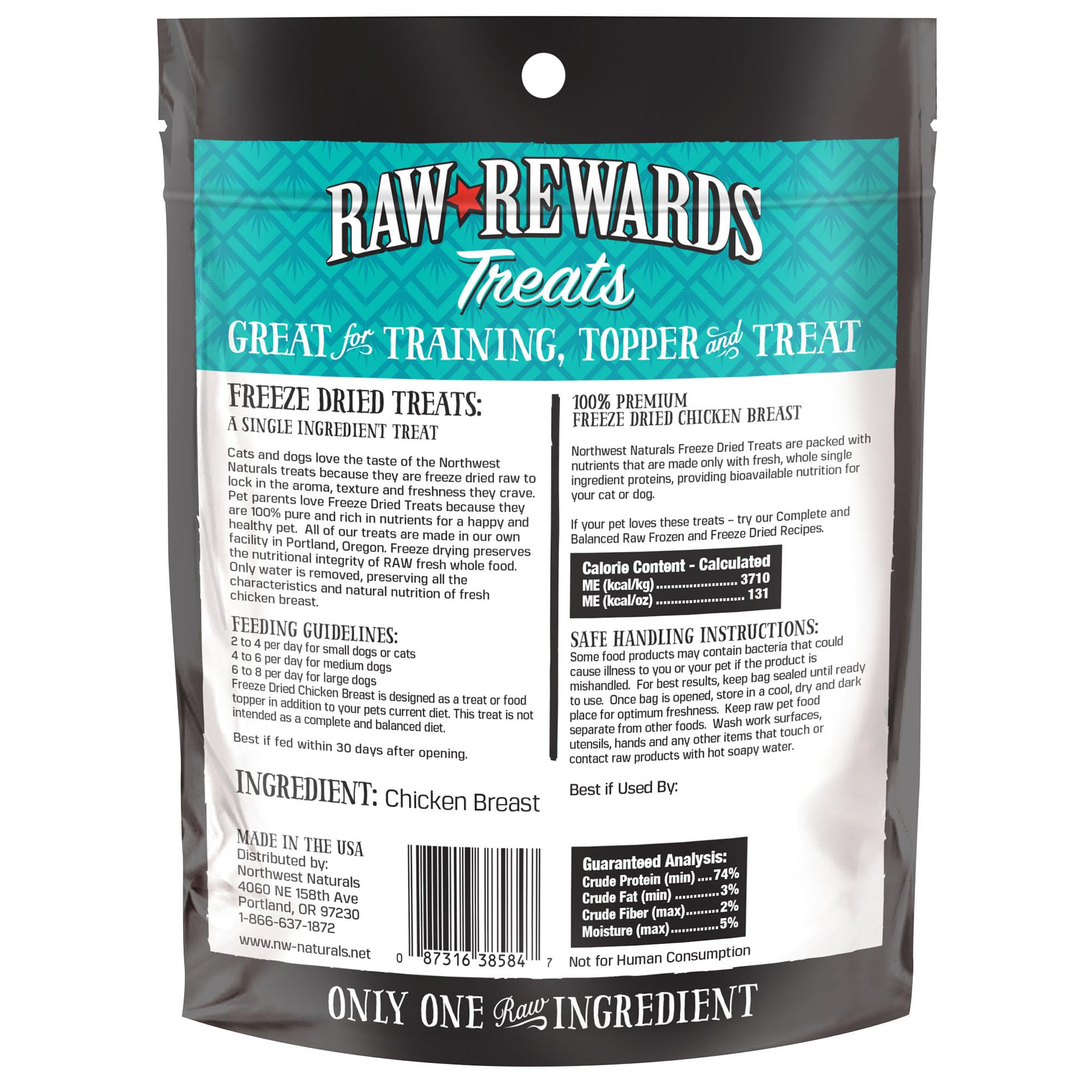 Northwest Naturals Raw Rewards Freeze-Dried Chicken Breast Treats for Dogs and Cats - Bite-Sized Pieces - Healthy, 1 Ingredient,