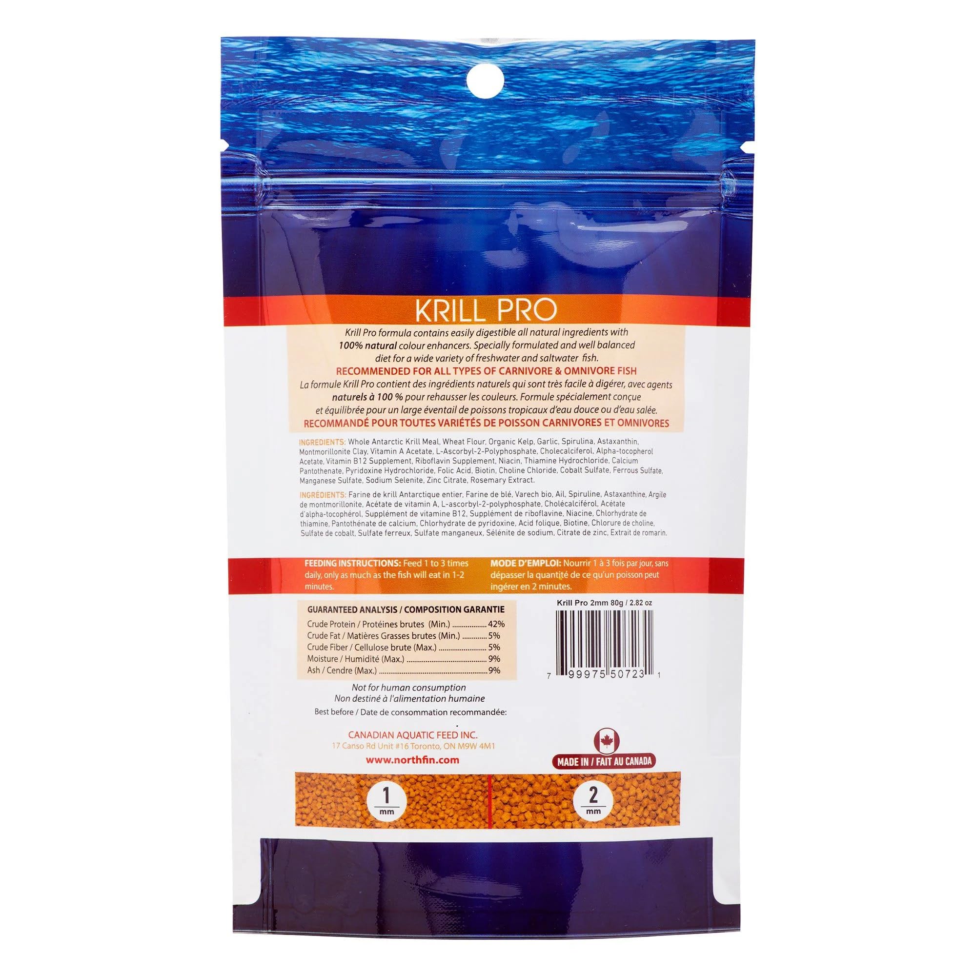 Northfin Fish Food Krill Formula Slow Sinking Pellets (1mm 80g)