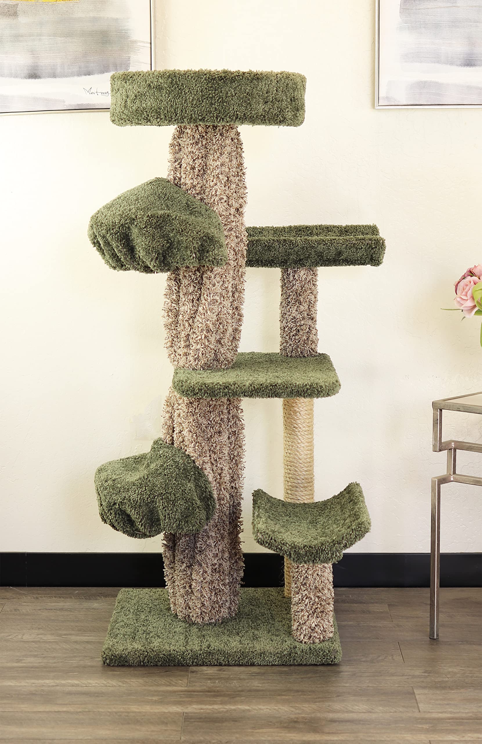 New Cat Condos Unique Cat Tree Scratcher, 37 LBS, Green Carpet, Model 190480