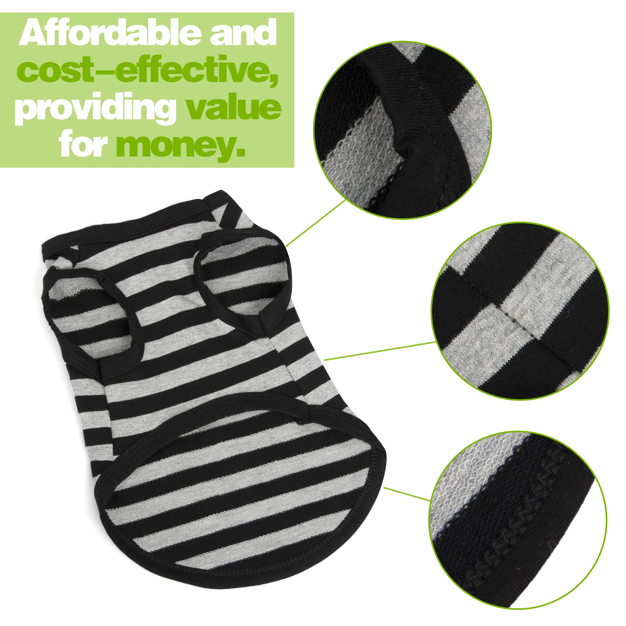 Paiaite 3 Pieces Dog Striped Shirt Light Color Cotton Sleeveless Puppy Dog Shirts Breathable Pet Apparel Tank Top Colorful Puppy Sweatshirt Dog Clothes For Small Medium Dogs L