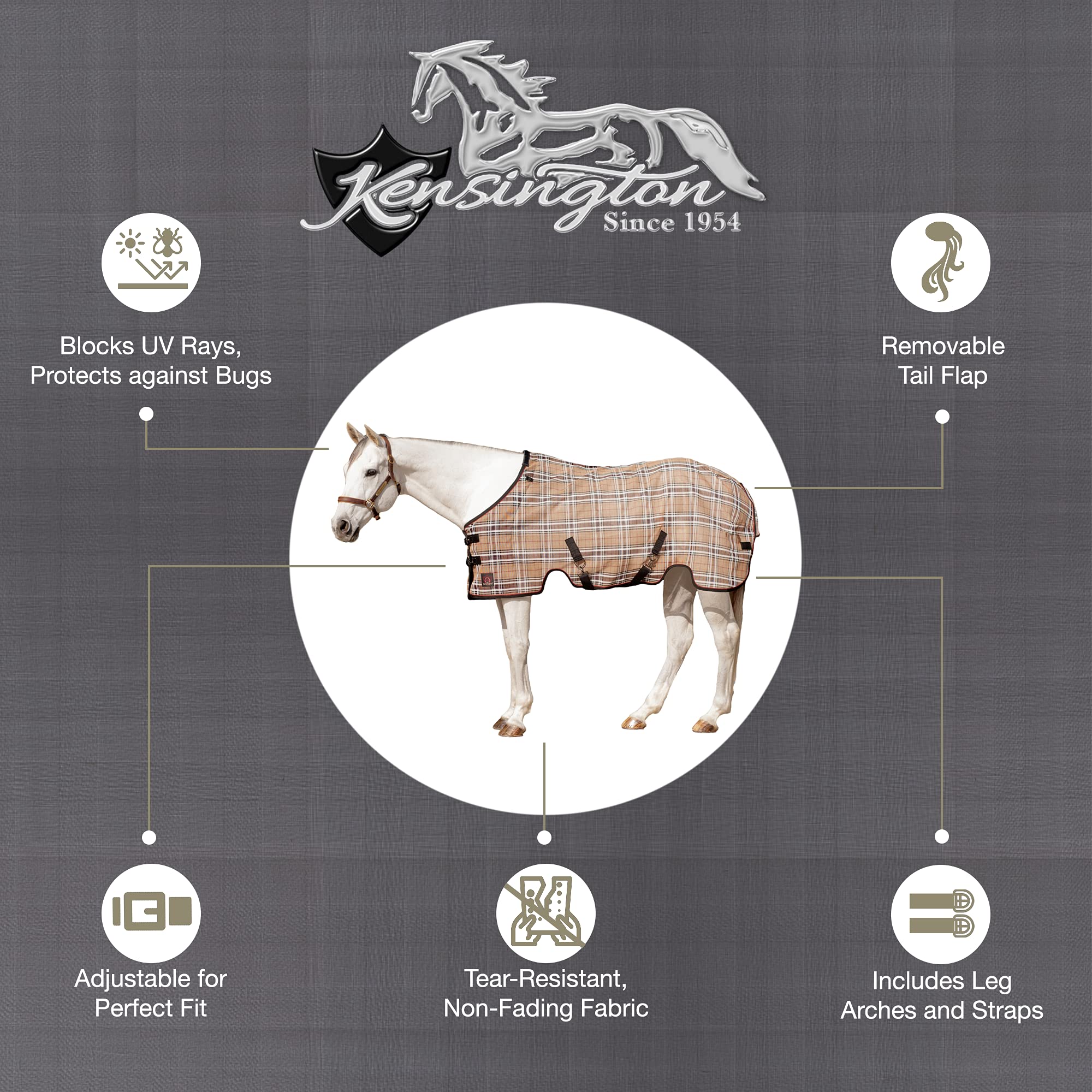 Kensington Breathable And Uv Protective Sheet Surefit All Season Protection For Horse - 72', Deluxe Black