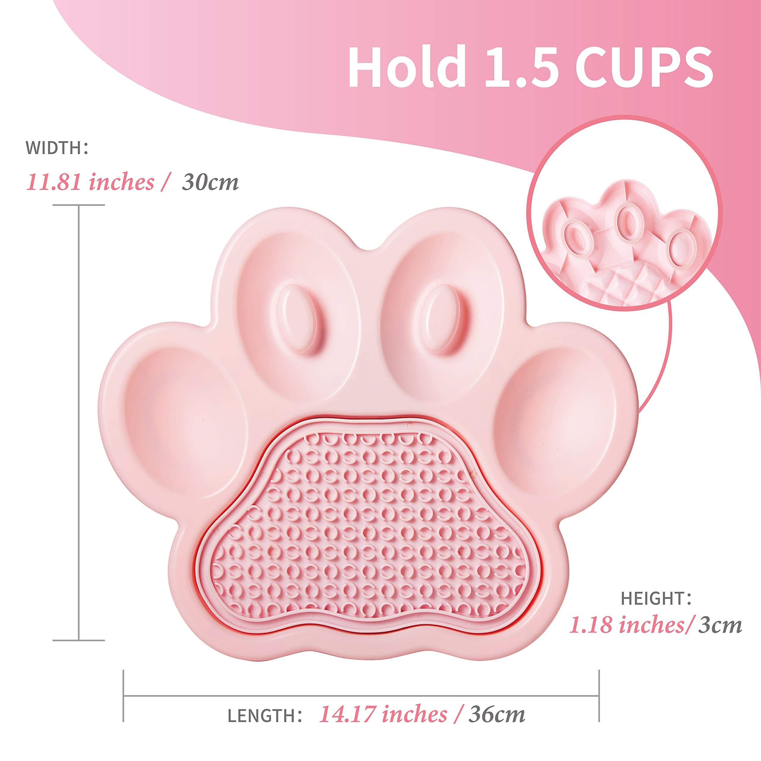 PetDreamHouse PAW 2-in-1 Slow Feeder Interactive Bowl with Removable Lick Mat - Pink