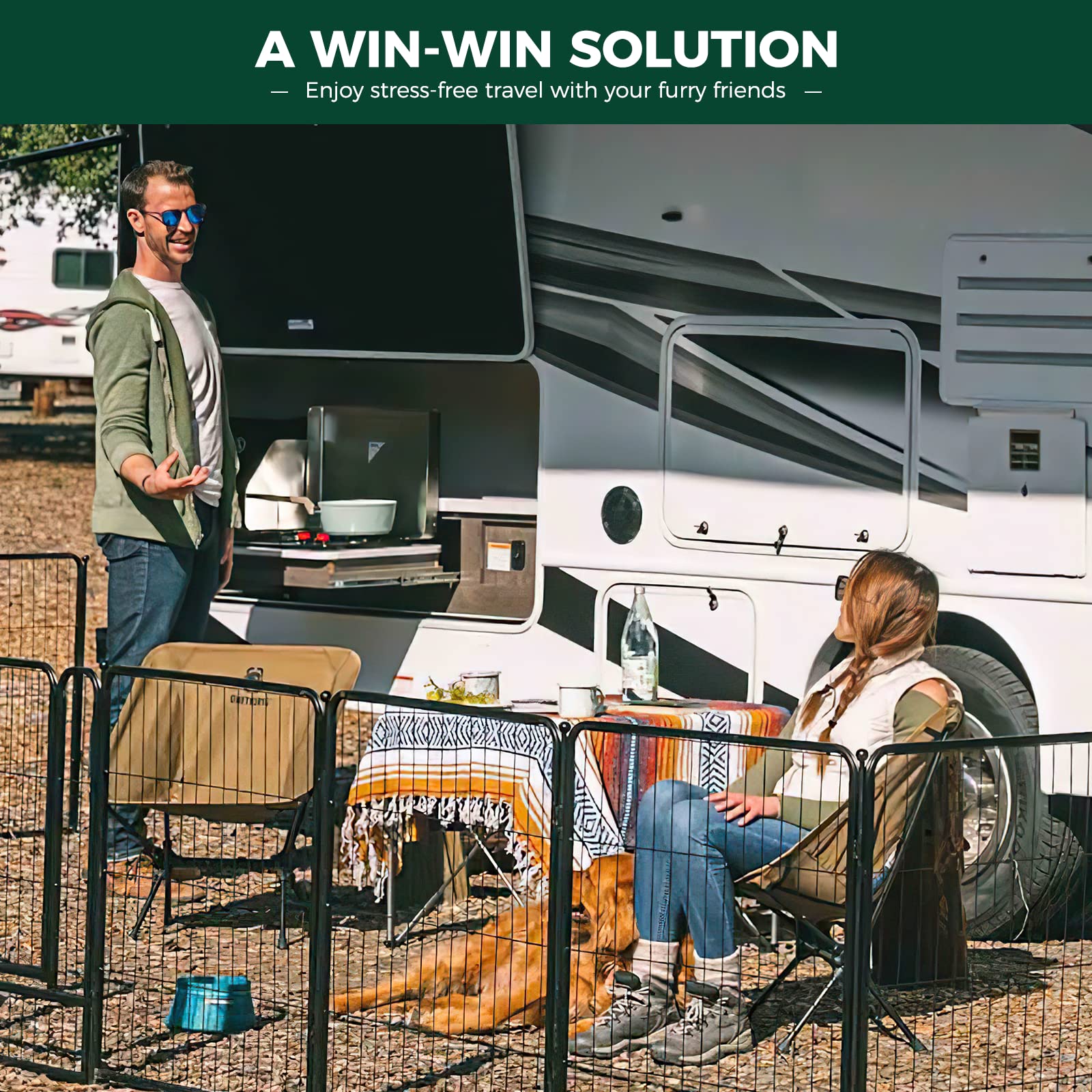 Fxw Rollick Dog Playpen For Yard, Rv Camping, 40 Inch 16 Panels For Medium And Large Dogs│Patented