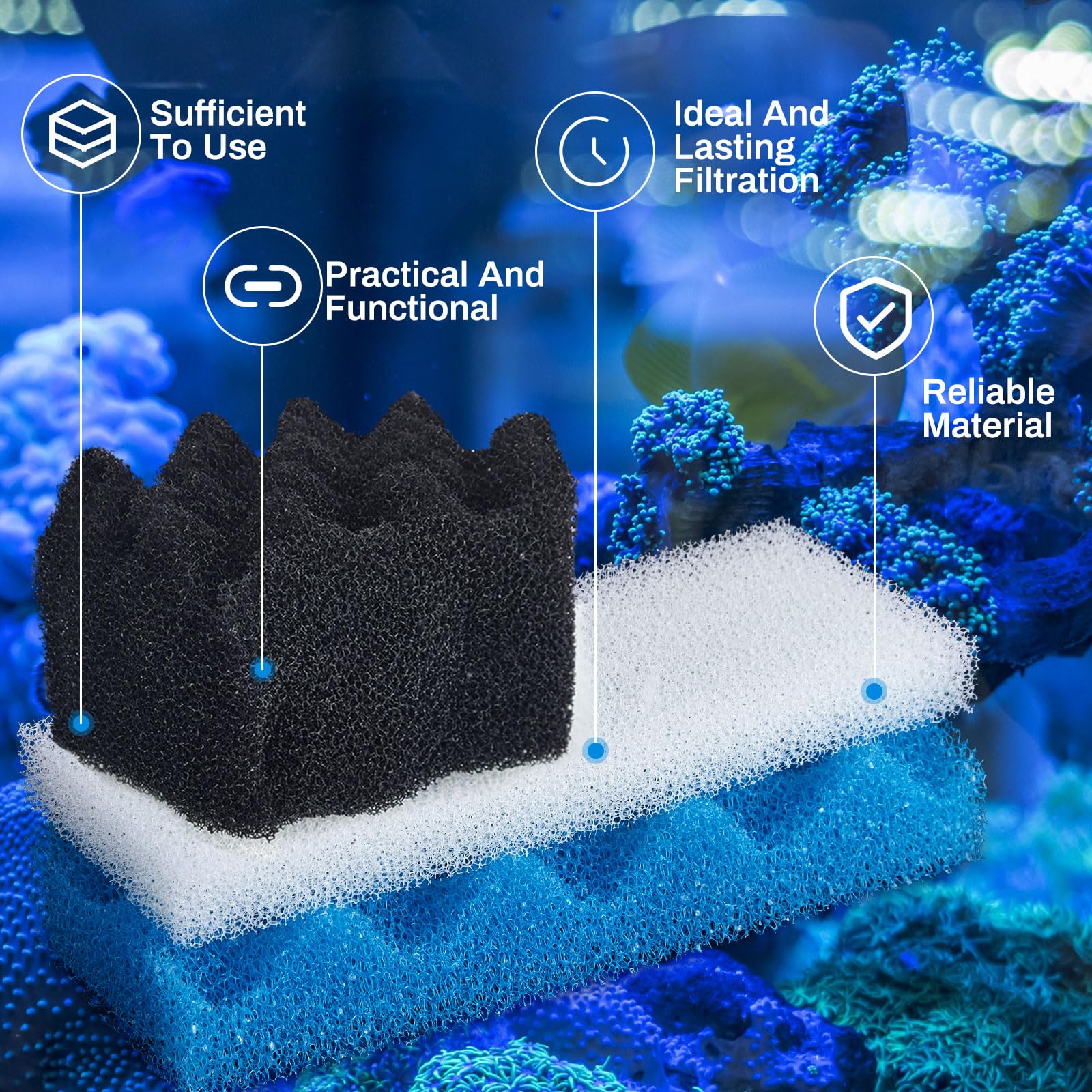 Threlaco 18 Pcs Foam Filter Media Replacement Kit Compatible With Fluval 306/307 Bio Foam Aquarium Filters Part For Freshwater S