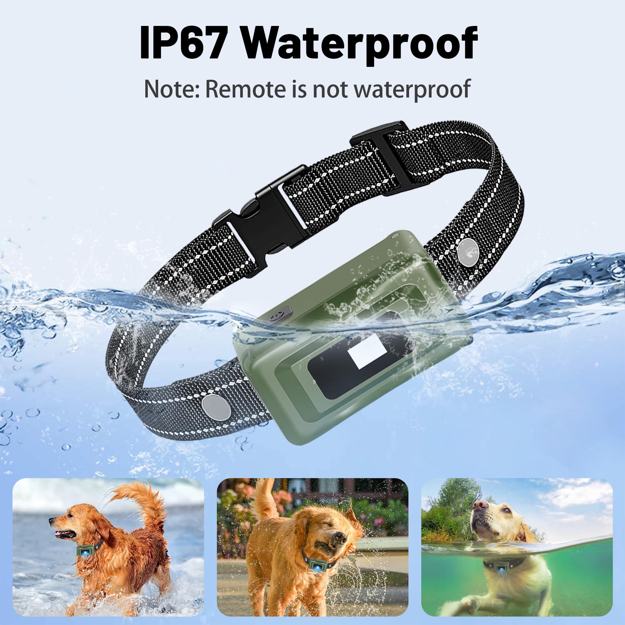 JMZDS&JL Shock Collar for Dogs - 4265ft Waterproof Training Collar, Rechargeable Remote, Vibration, Safe Shock, Green