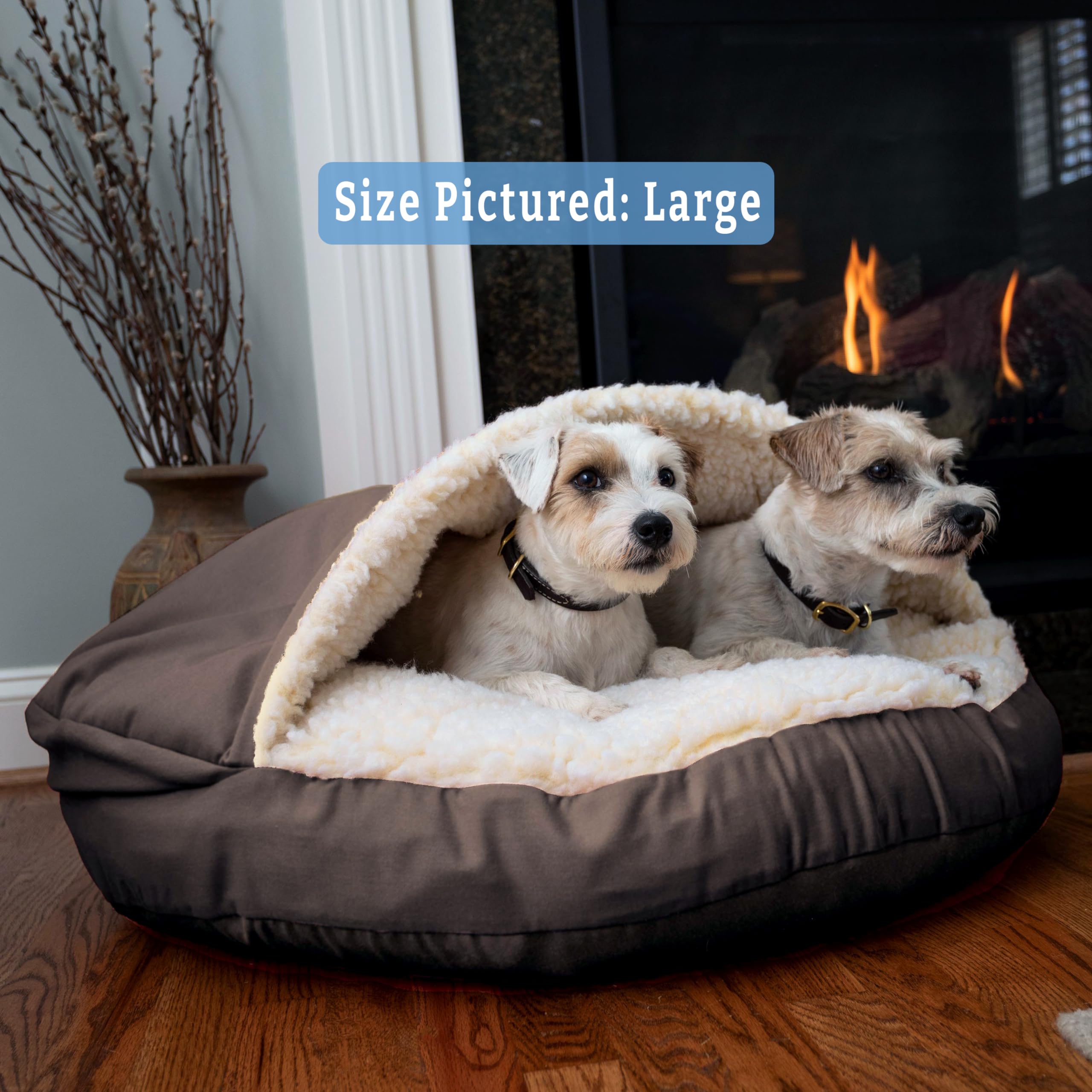 Snoozer Luxury Microsuede Cozy Cave Pet Bed, Large, Dark Chocolate