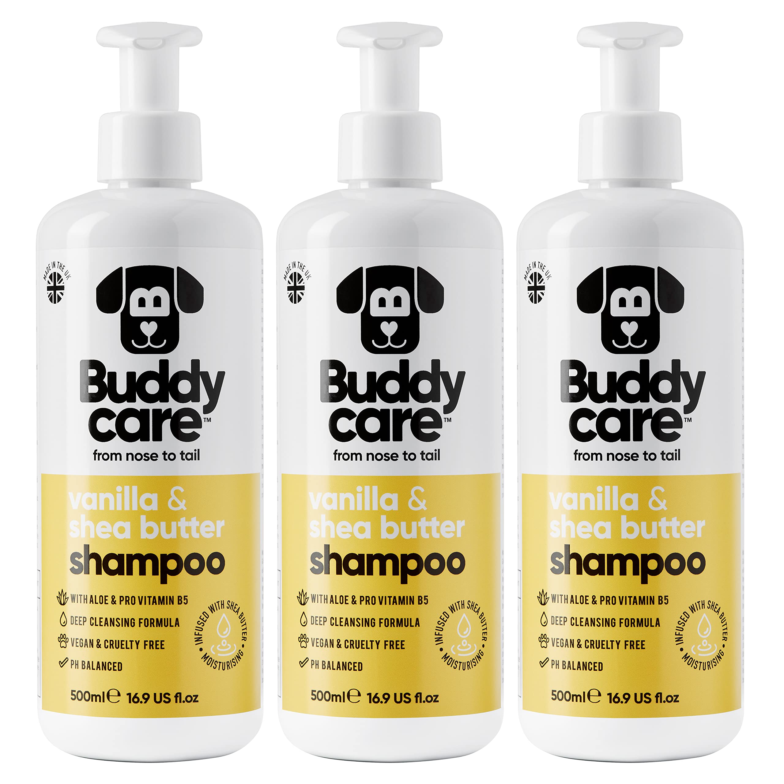 Vanilla & Shea Butter Dog Shampoo By Buddycare | Moisturising Shampoo For Dogs | Vanilla & Shea Butter Scented | With Aloe Vera 