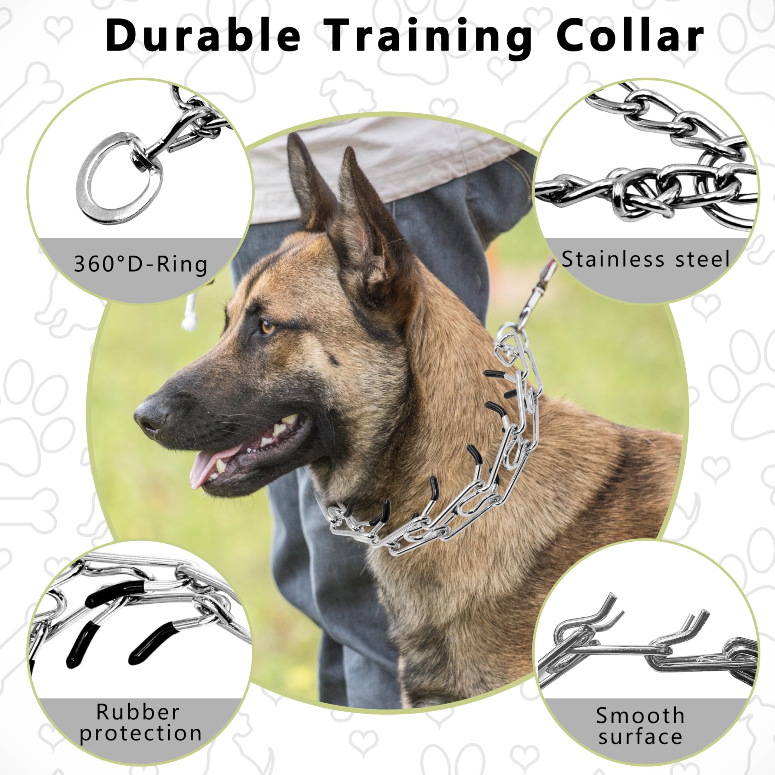 Maiiu Adjustable Dog Collar, Pinch Collar For Dogs,Dog Training Collar For Small Medium Large Dogs,Metal Prong Collar With Comfo