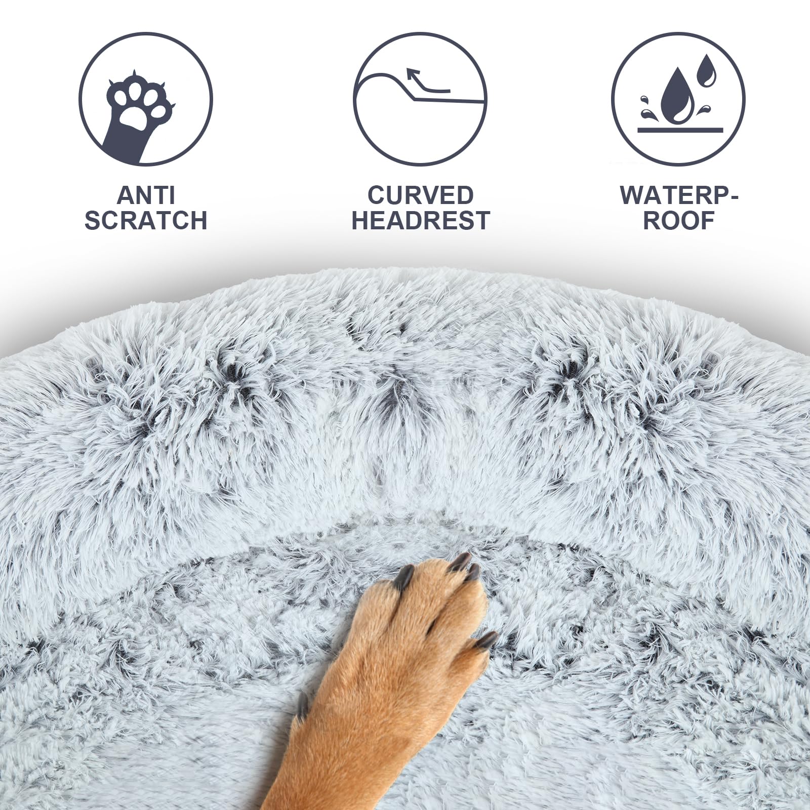 Luxurious Dog Couch Bed Protector For Dogs Memory Foam, Removable Fluffy Plush Pet Couch Cover For Dogs Washable, Calming Dog So