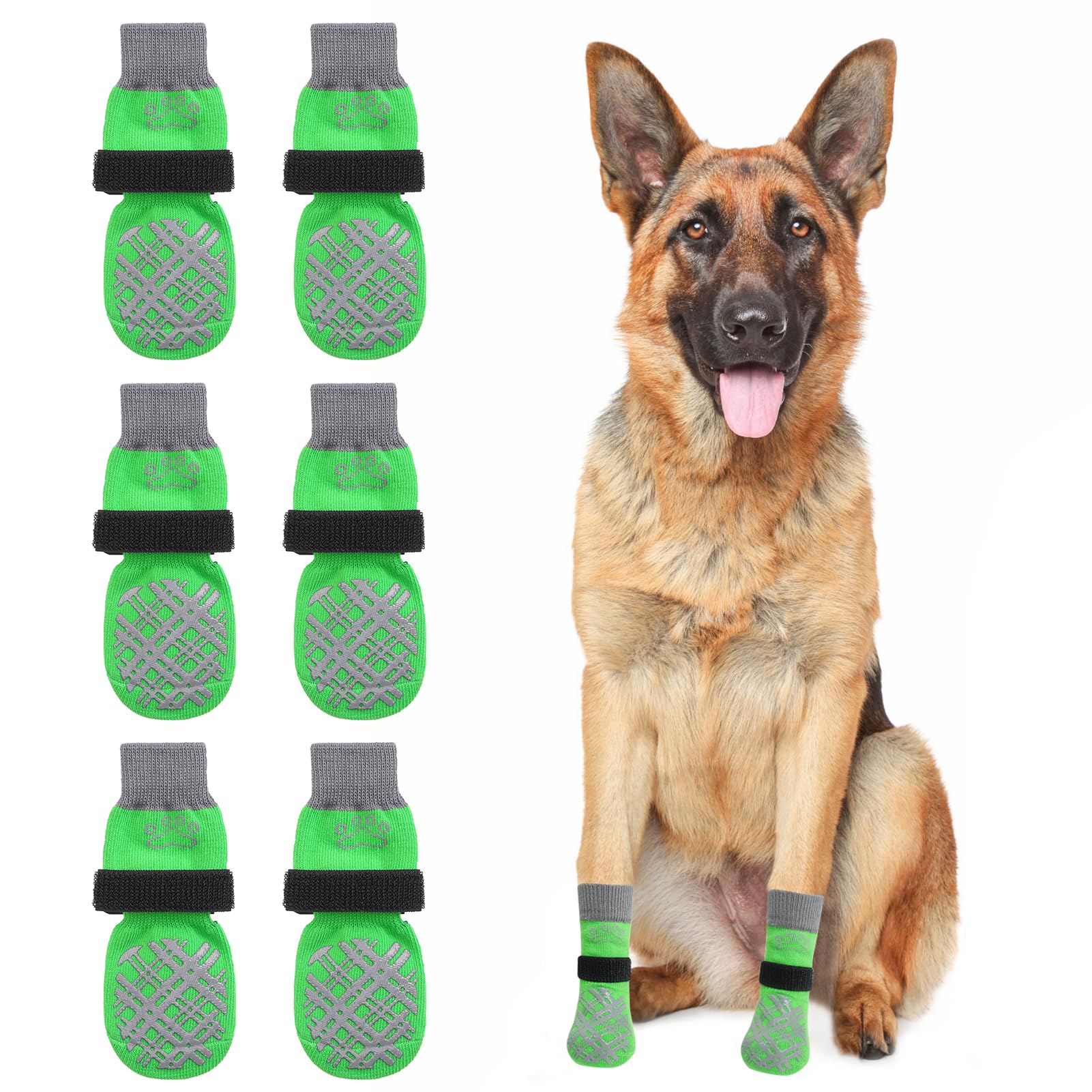 Beautyzoo Dog Socks For Hardwood Floors - Anti Slip Socks For Small To Large Dogs - Double Side Grips, Paw Protector