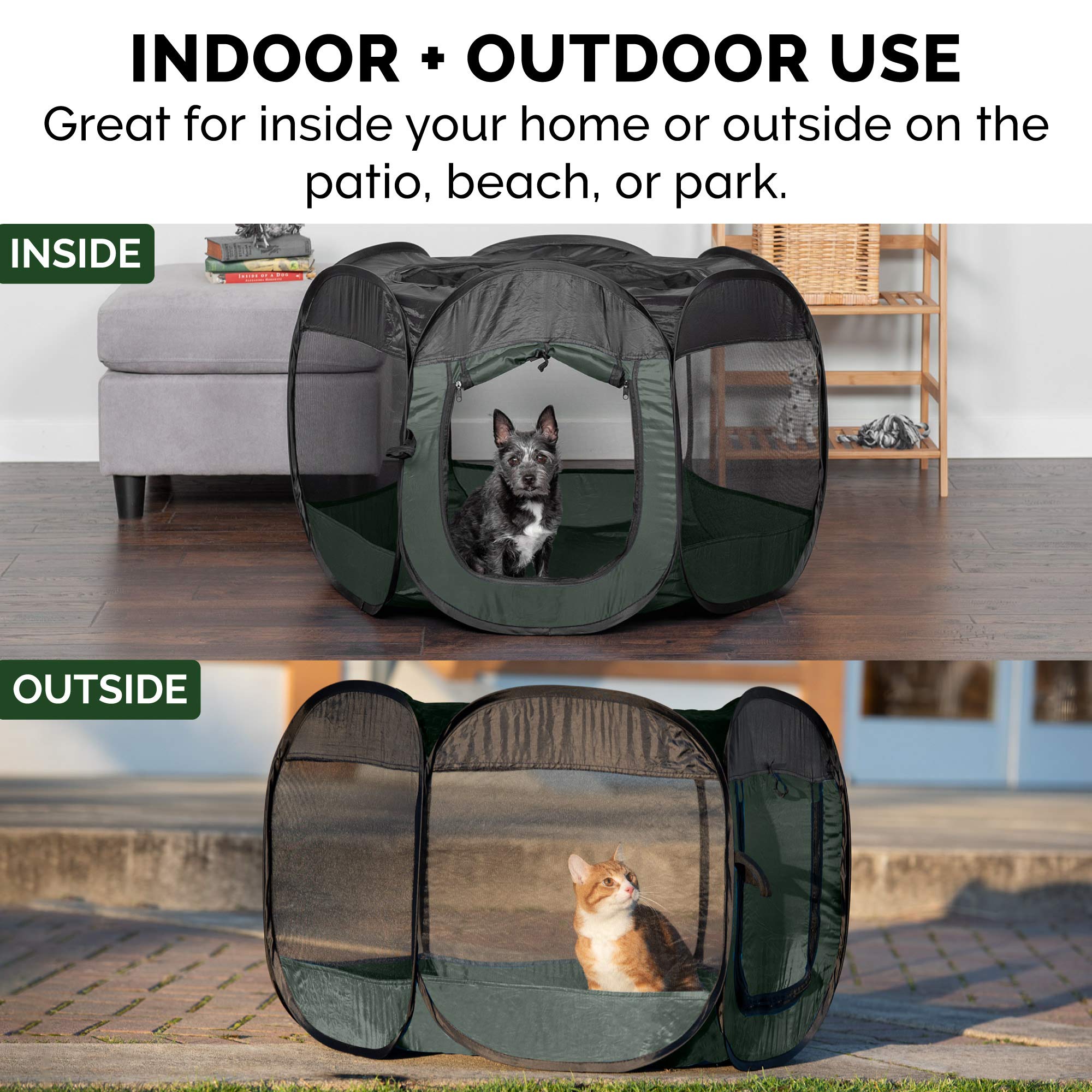 Furhaven Pop Up Playpen Pet Tent Playground - Hunter Green, Extra Large