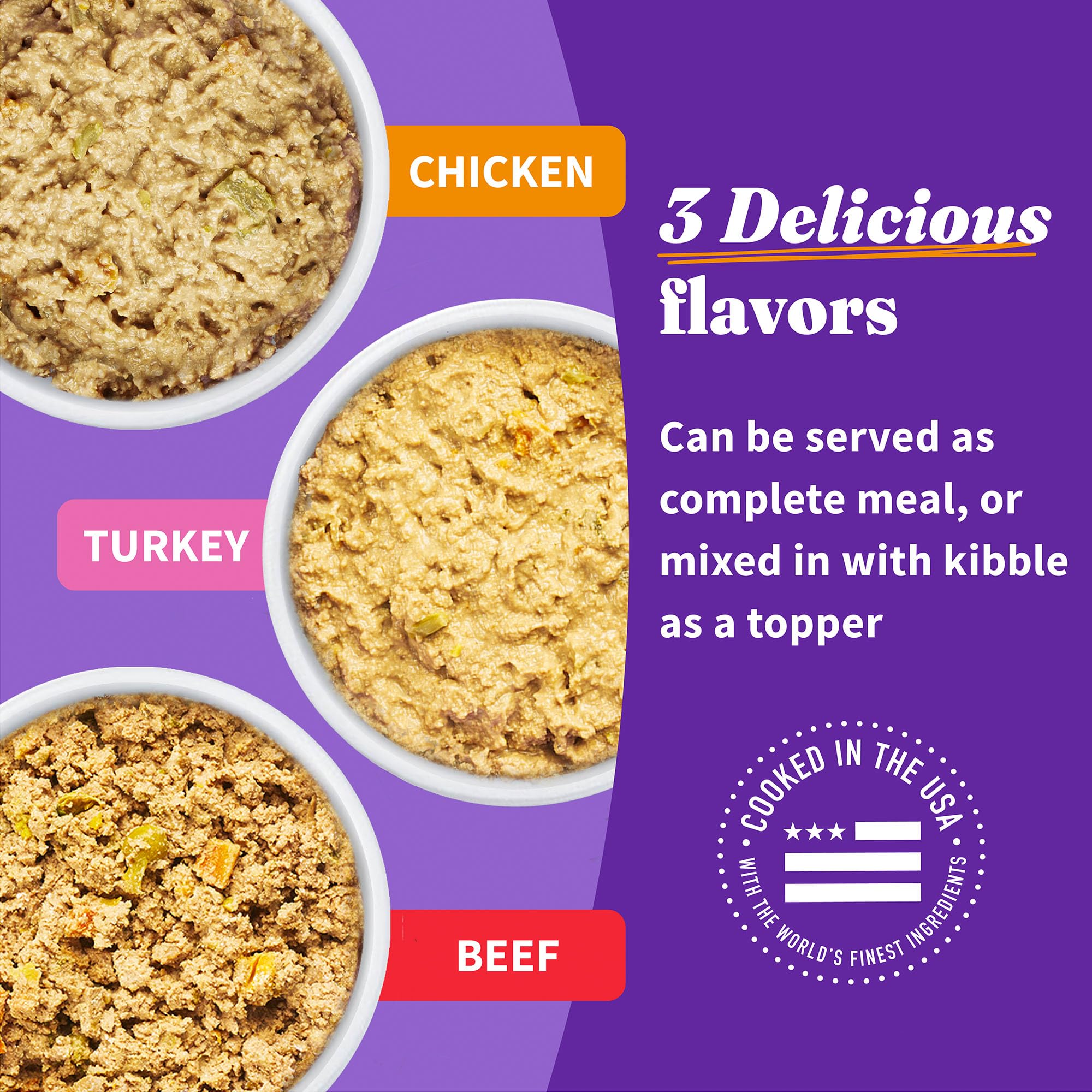Halo Wet Dog Food Variety Pack, Three Canned Whole Meat Chicken Stew, Beef Stew, Turkey & Salmon Stew, 13.2 Oz Can (Pack of 6)