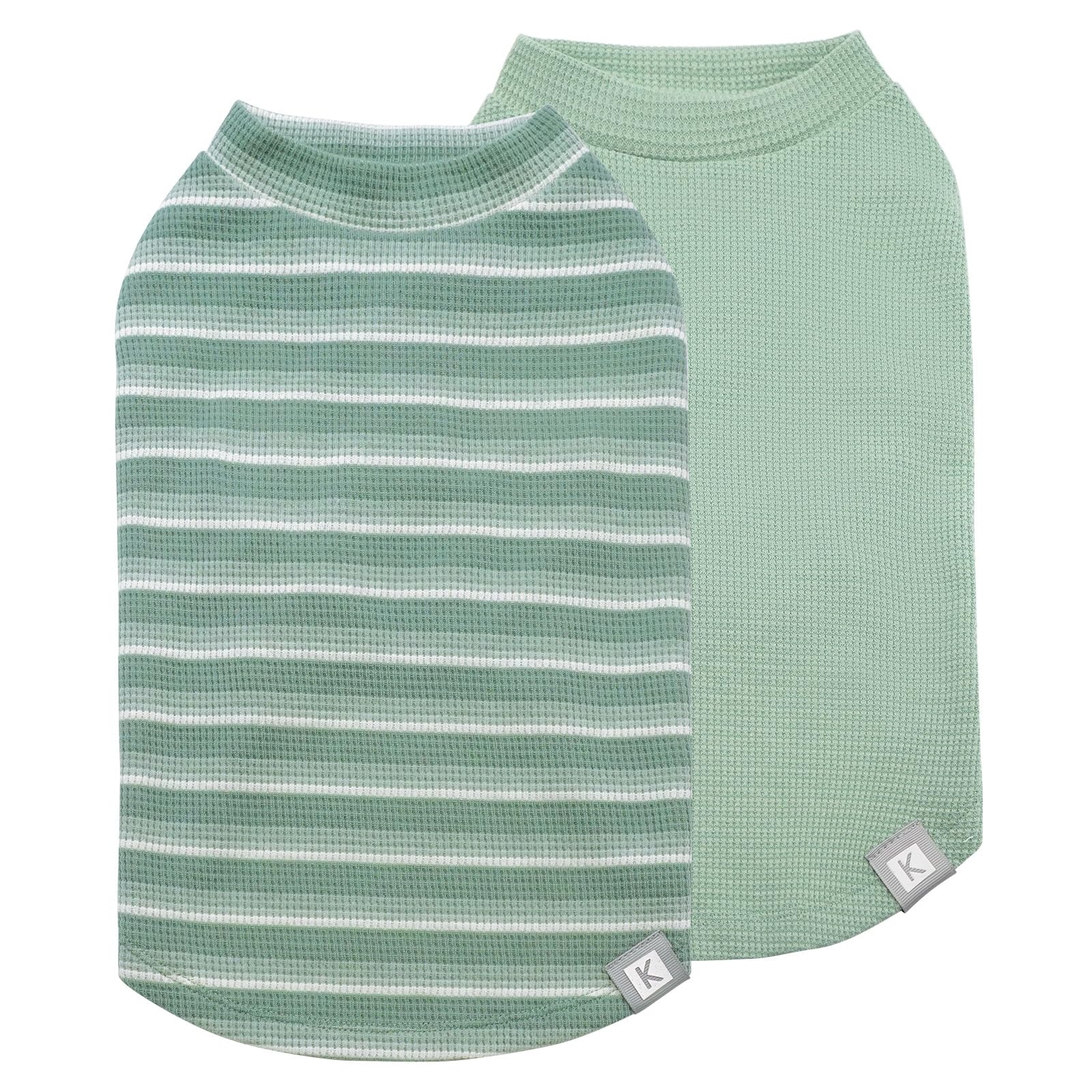 Kyeese 2Pack Waffle Dog Shirts For Small Dogs Stretchy T-Shirts Lightweight Tank Top Sleeveless Striped Vest Breathable Pet Tee,