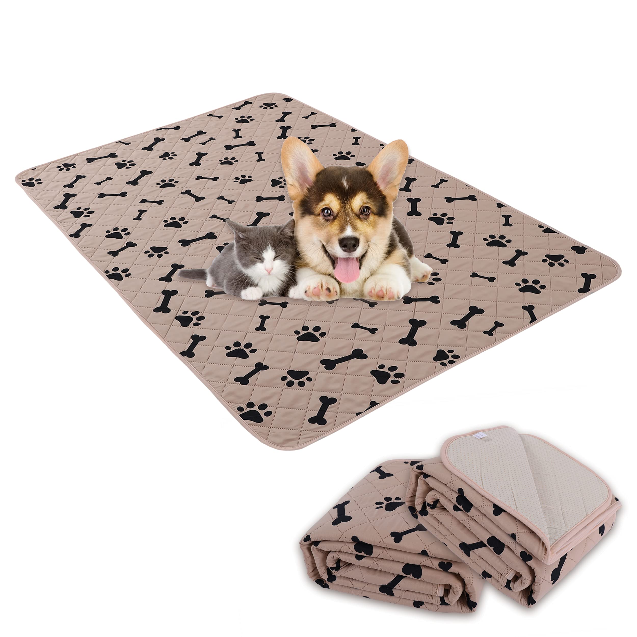 Dog Crate Pee Pads - Wahable Dog Rugs Non-Slip Puppy Pads for Small Dogs, Water Absorb Training Pads (2030 Beige)