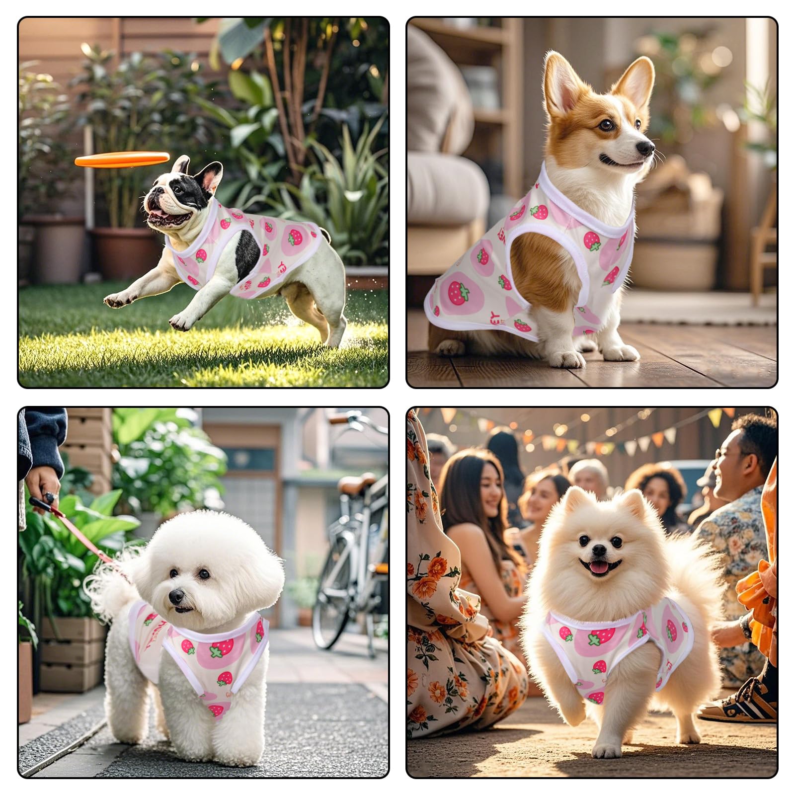 Pistha Pink Dog Shirts Cute Summer Dog Clothes Soft Pet T-Shirt Printed Puppy Shirt For Small Medium Dogs Cats Girl(Strawberry,X