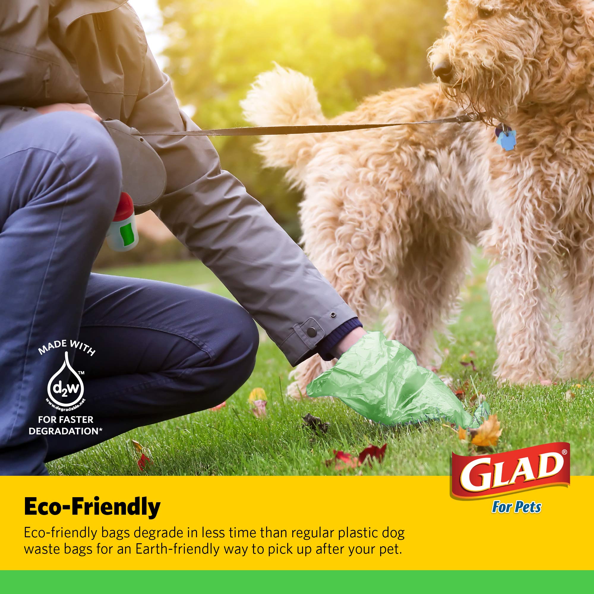 Glad for Pets Dog Waste Bags, Lavender Scent - Leak Proof and Strong Disposable Dog Poop Bags for Dogs, Easy Tie Handles for Cle