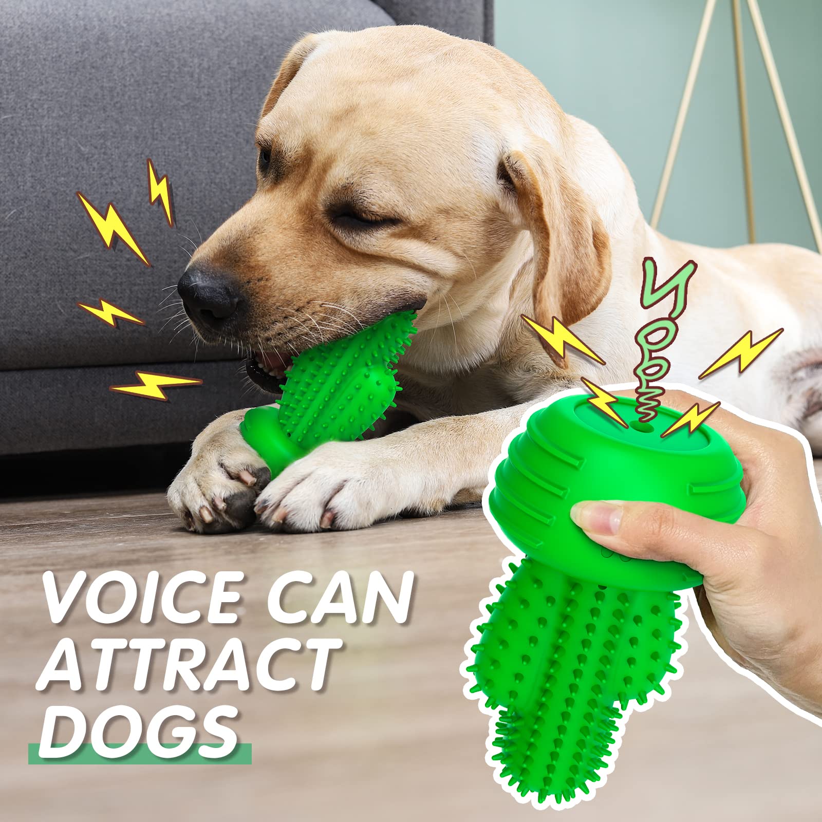 Pamlulu Dog Chew Toys for Aggressive Chewers - Rubber Toothbrush Stick for Large Dogs - Green