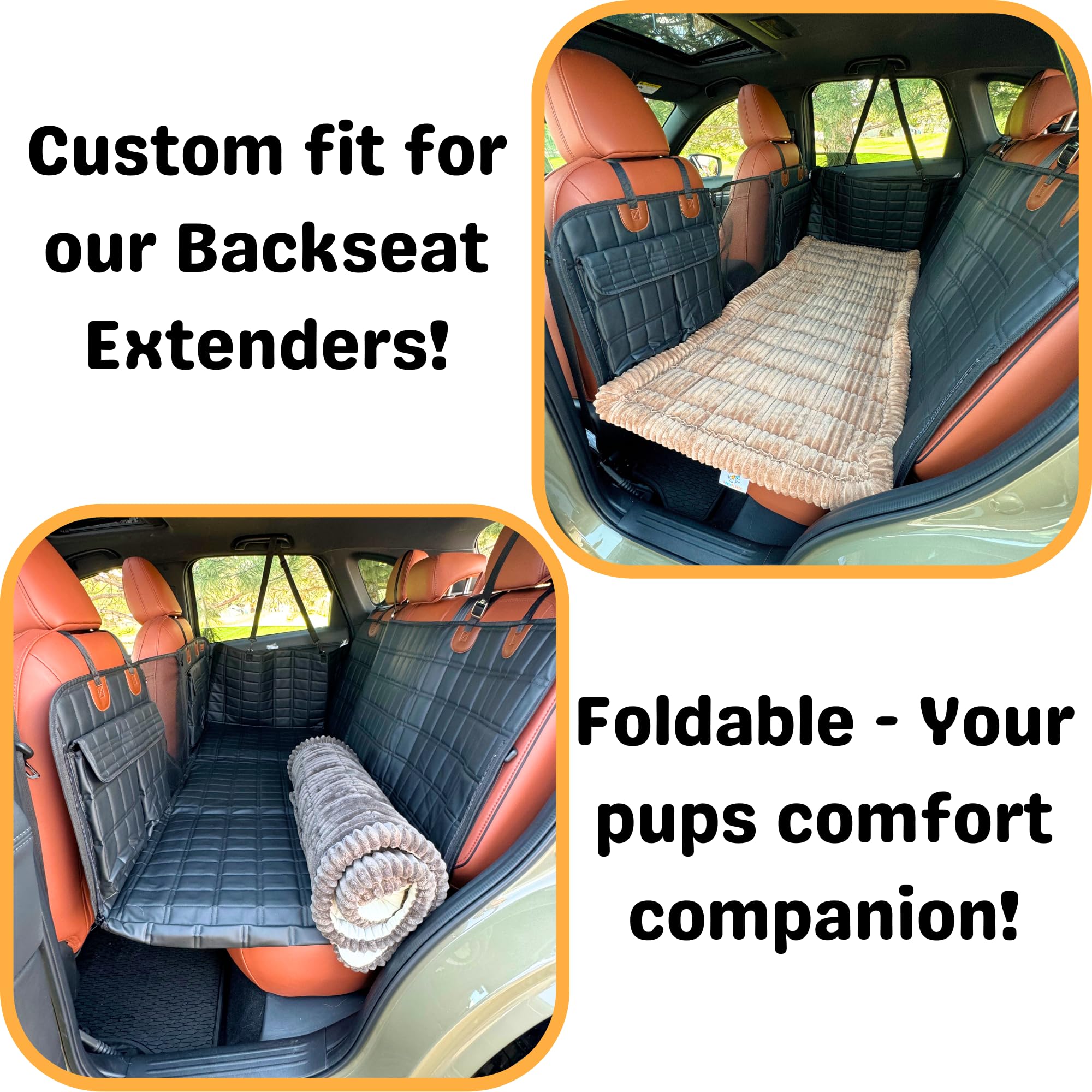 APetsPlanet Dog Bed for Car - Non-Slip Backseat Cushion, 54"x24.8", Brown, Machine Washable, Deluxe Model 2.0