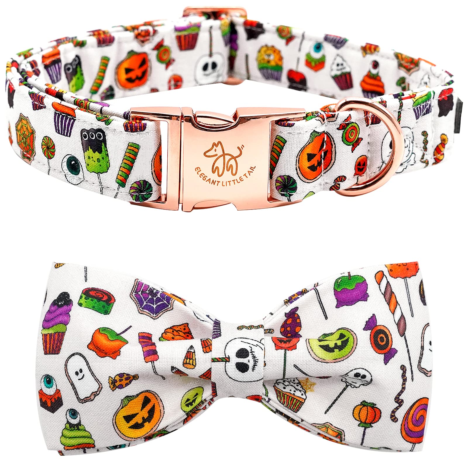 Elegant Little Tail Dog Collar With Bow - Fall Dog Collar Halloween Candy Bow Girl Boy Pet Collar Soft Dog Bowtie Collars For Medium Dogs
