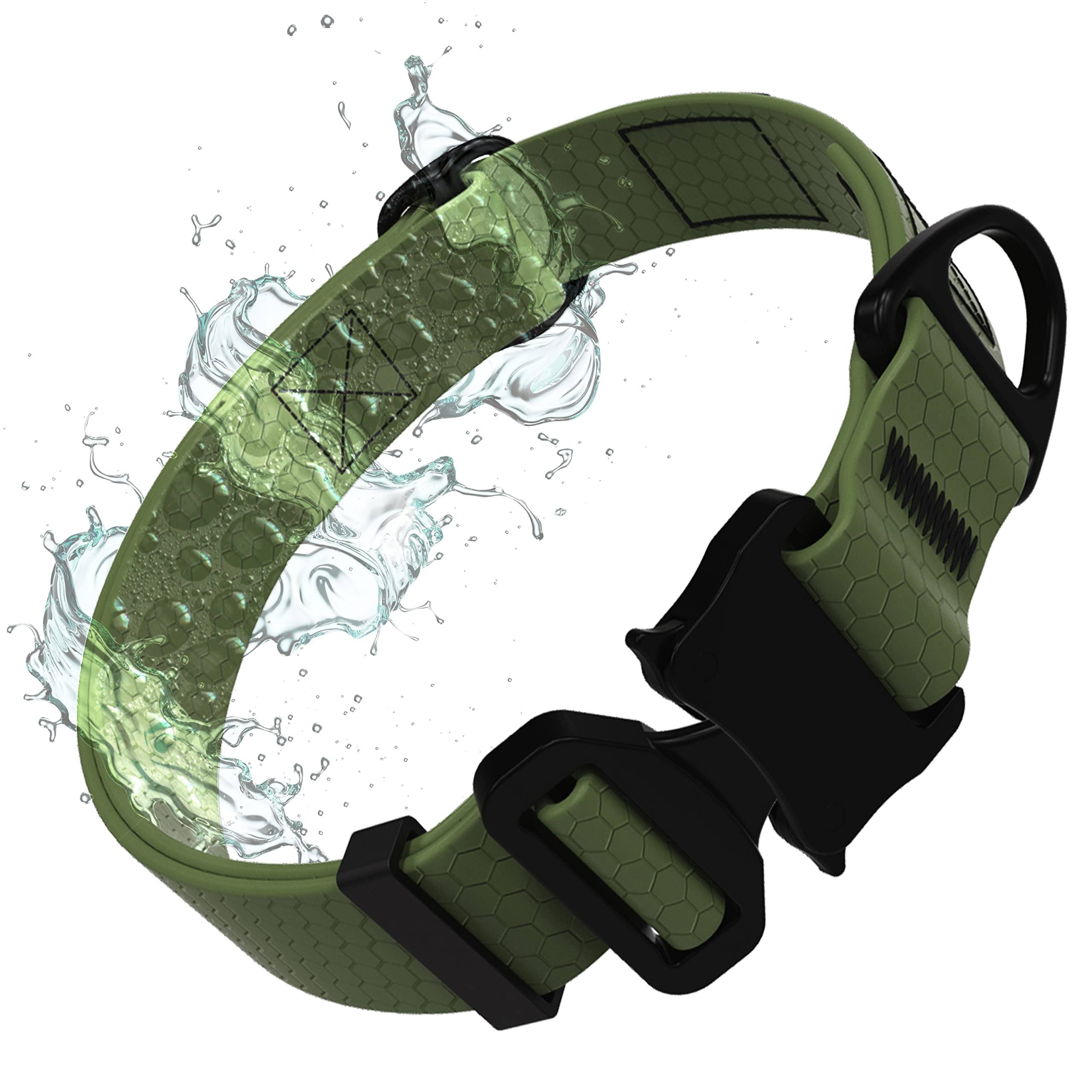 Tuff Pupper Waterproof Action Collar for Dogs, Medium 13-17", Rover Green, PVC-Coated, Tear Proof, Rust-Proof Metal Hardware