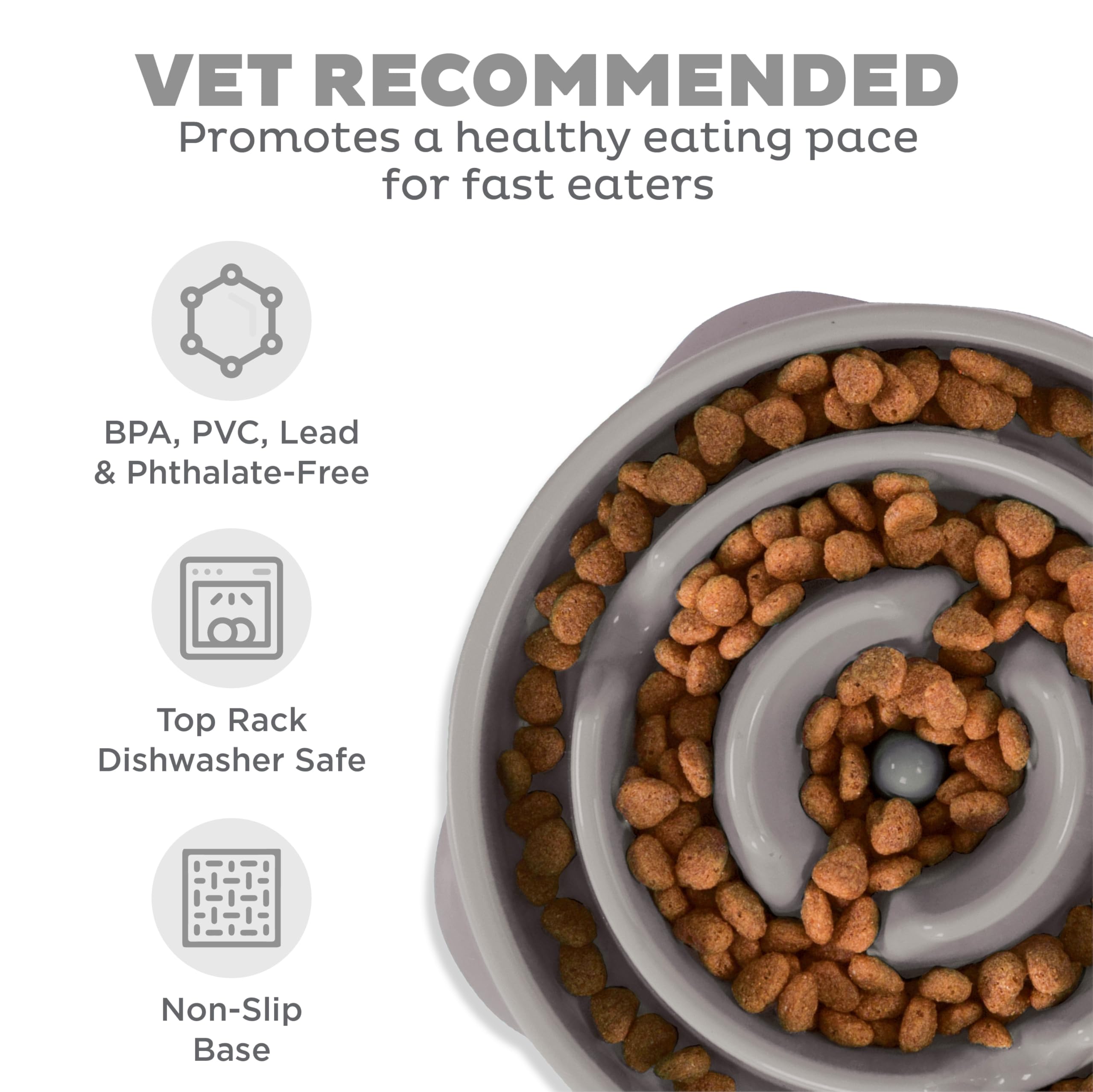 Outward Hound Medium Slow Feeder Bowl, Puzzle Maze for Fast Eaters, Small to Medium Dogs, Helps Prevent Bloat & Aid Digestion, H