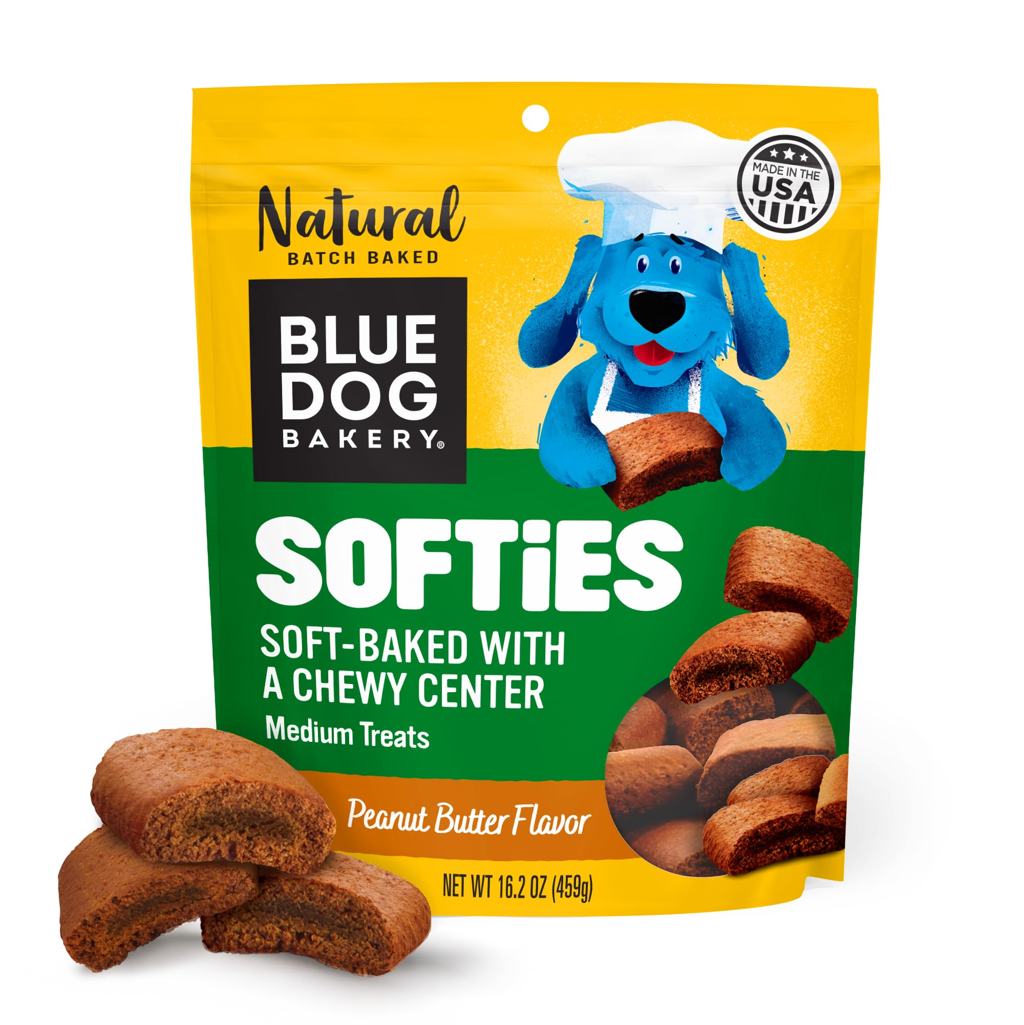 Blue Dog Bakery Natural Dog Treats, Softies, Peanut Butter Flavor, 16.2oz Bag, 1 Bag