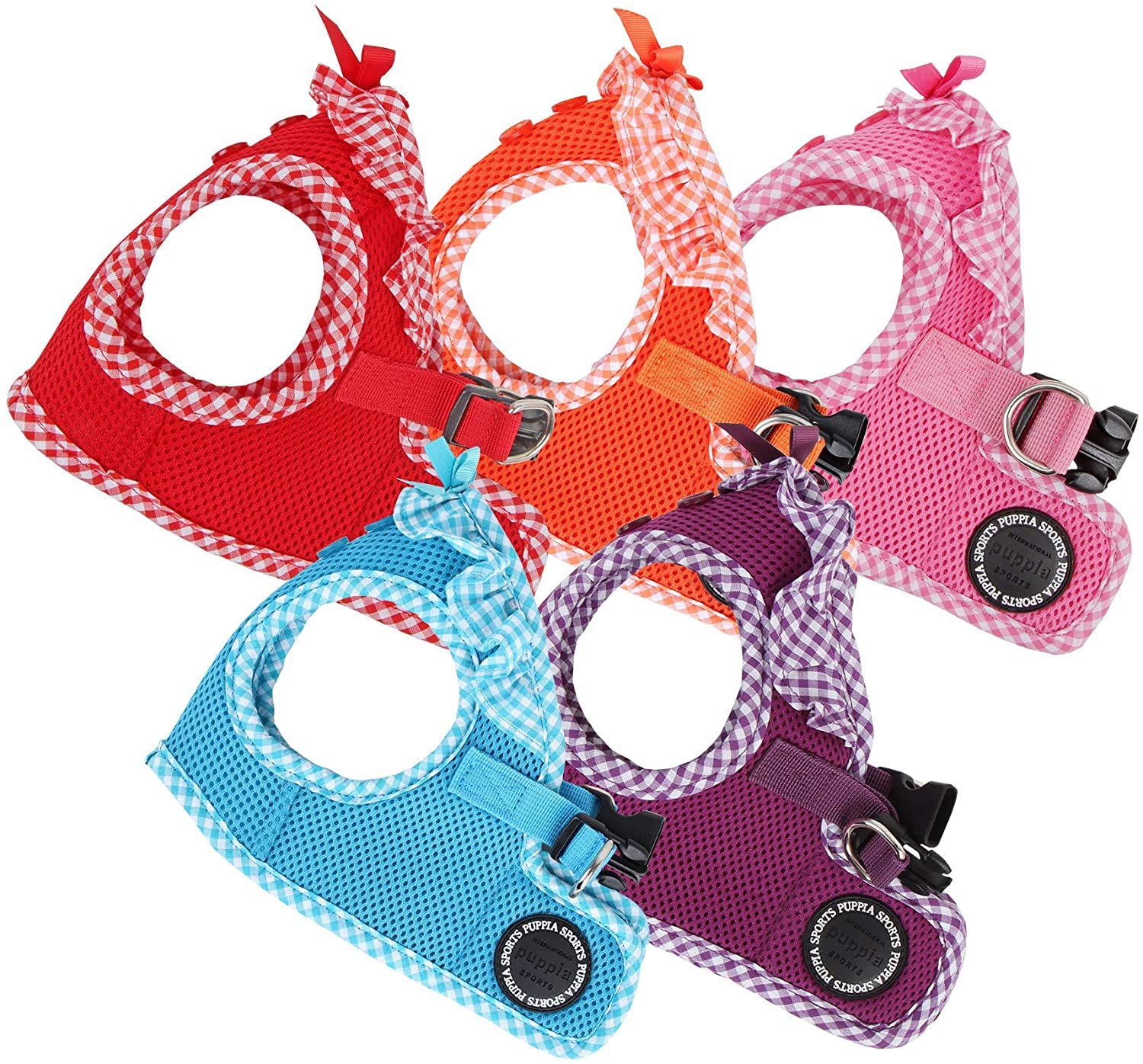 Puppia Vivien Vest Dog Harness Step-In All Season Mesh Cute No Pull No Choke Walking Training For Small Dog, Red, Large