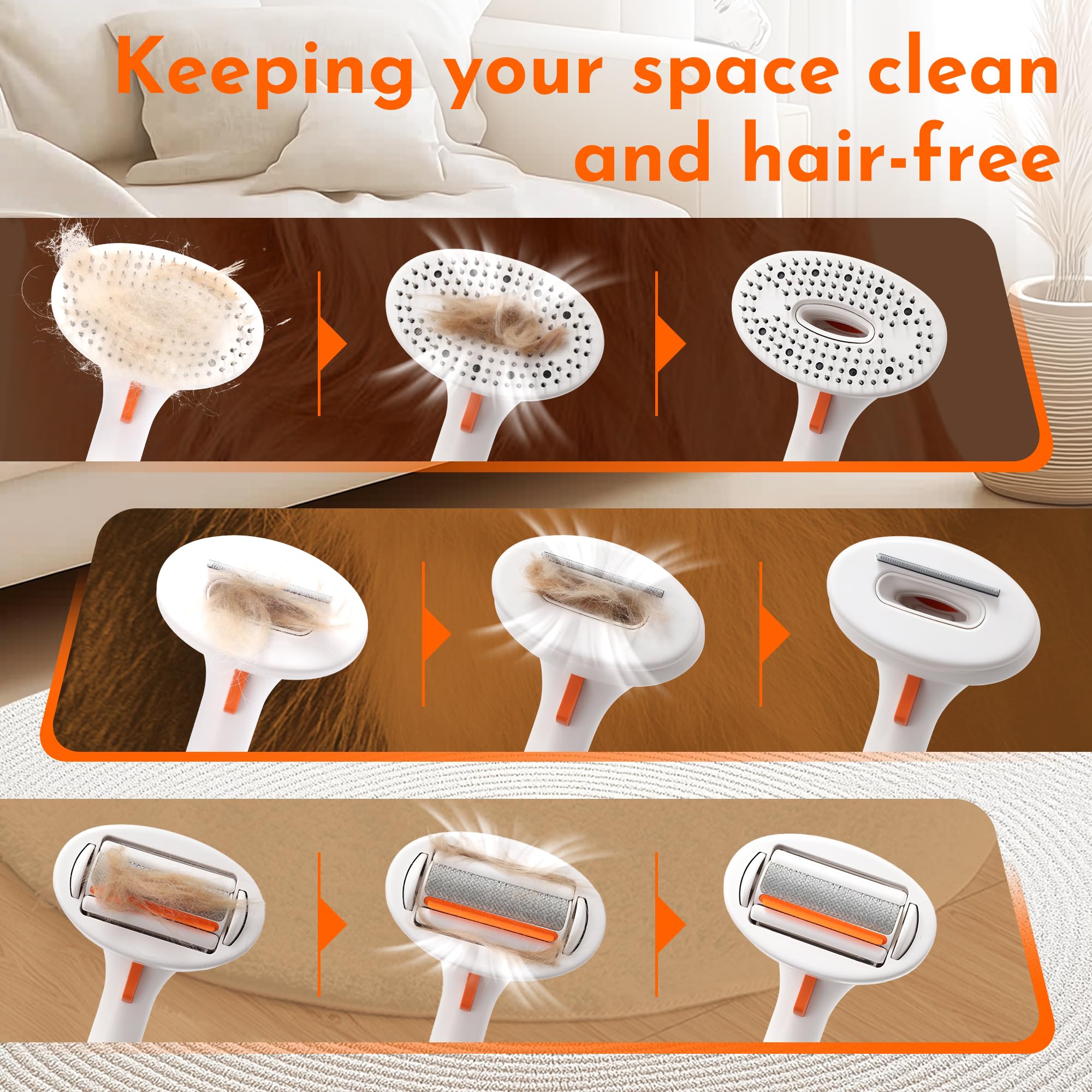 Iinnoo 3-In-1 Dog Grooming Self-Cleaning Slicker Brushgrooming Tool For Dogs & Cats, Suitable For Shedding & Haired Pets