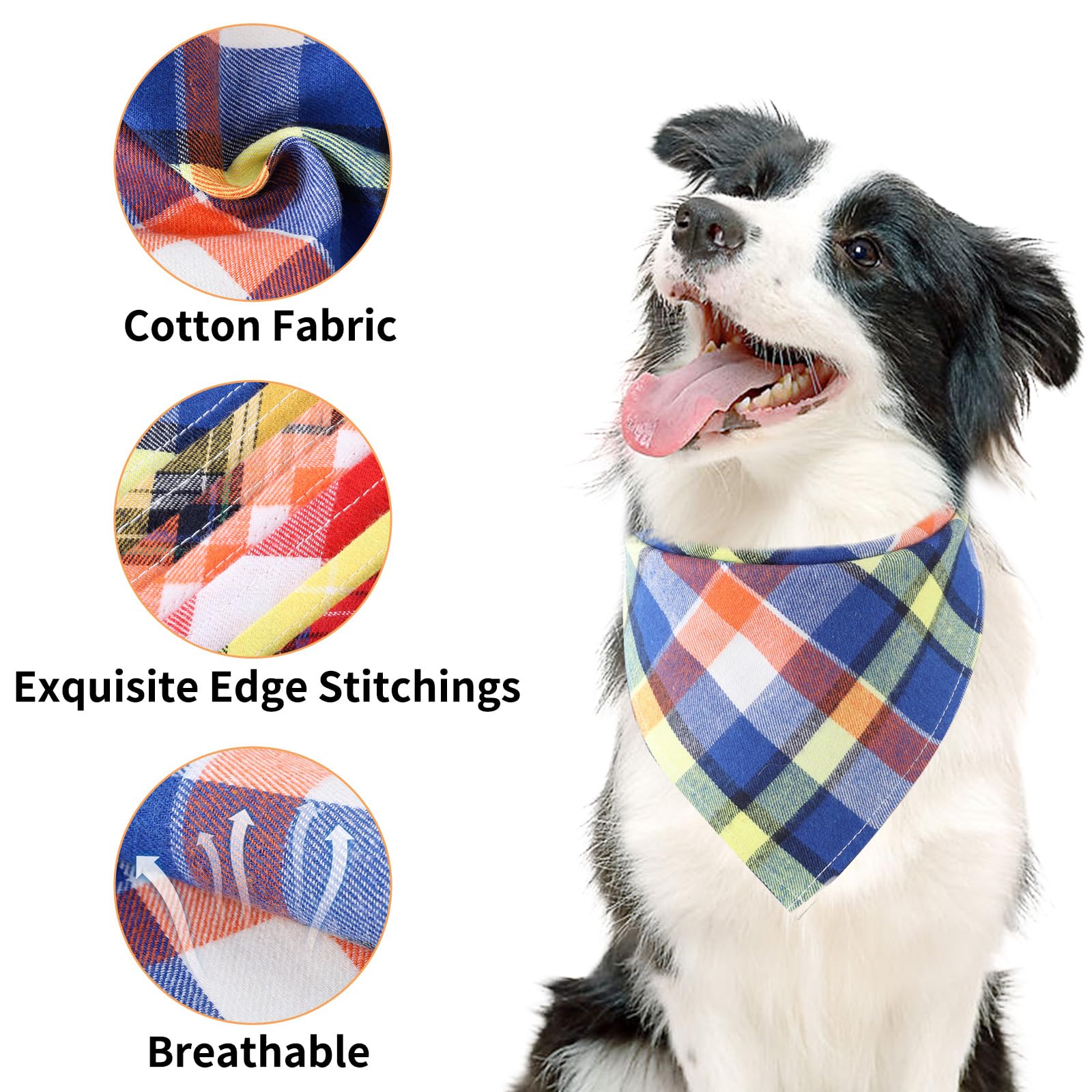 Segarty 15 Pack Triangle Plaid Dog Bandanas, 22.8''X15.7'' Pet Scarf Washable Bibs Accessories Bulk For Small Medium Dogs Cats L