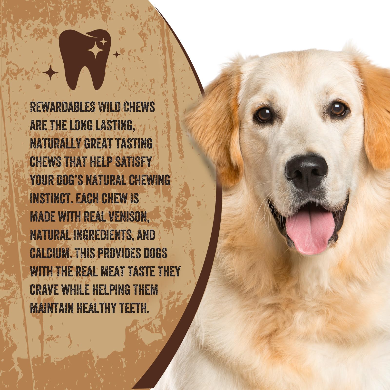 Rewardables | Wild Chews | Venison Recipe, Made with Real Venison, Limited Ingredient, Long Lasting Chews for Large Dogs | 12 Co