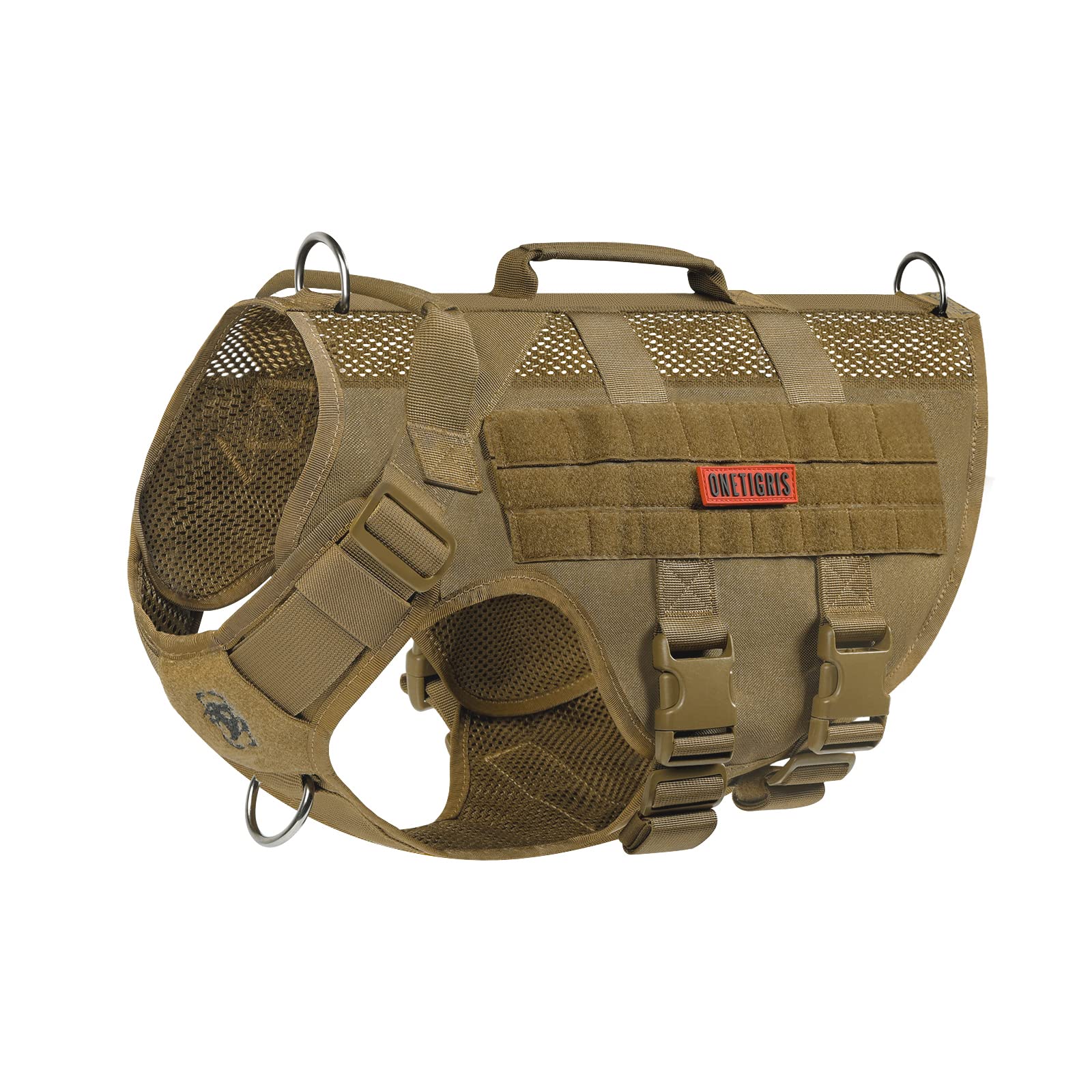 Onetigris No Pull Tactical Dog Harness For Medium Dog, Aire Mesh Dog Vest Harness, Breathable Military Dog Molle Vests With Hand