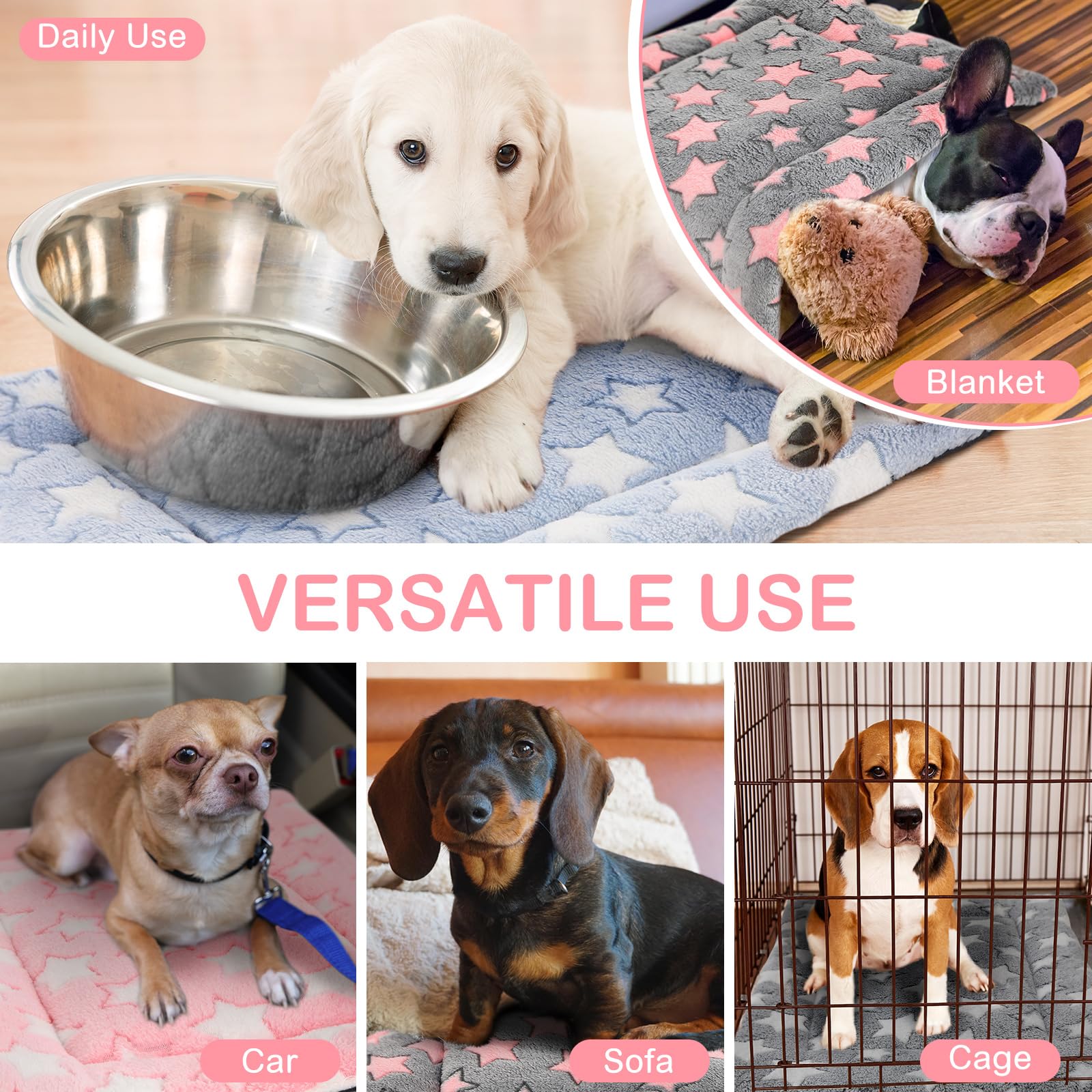 Vitalcozy 4 Pcs Washable Dog Bed Crate Mat Pad Replaceable Reversible Kennel Pad For Crate Pet, Sleeping Mat For Small, Medium,